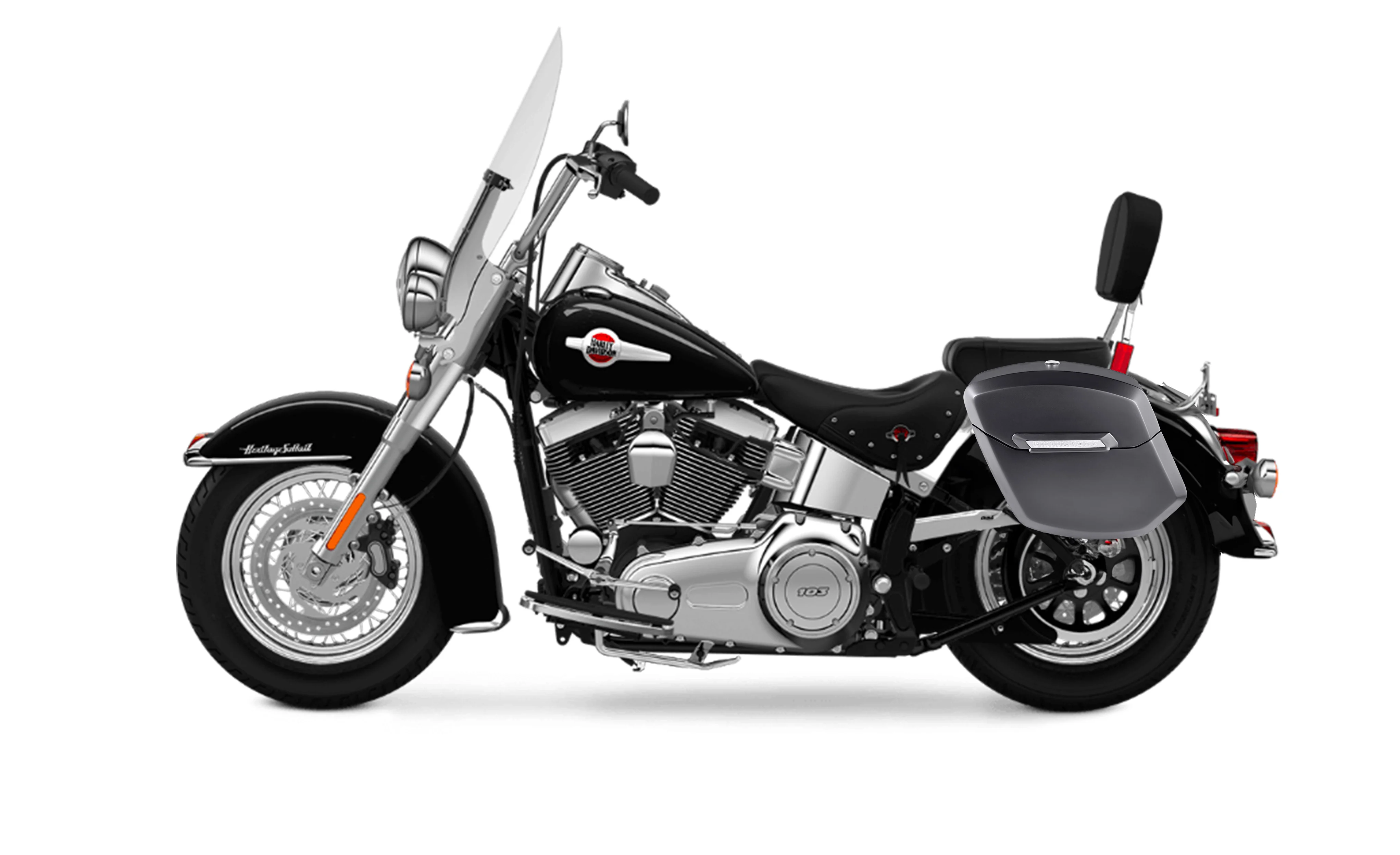 12L - Ironclad Quick Mount Medium Harley Heritage Classic FLSTC/I Matte Hard Solo Saddlebag (Left Only) - Image 2