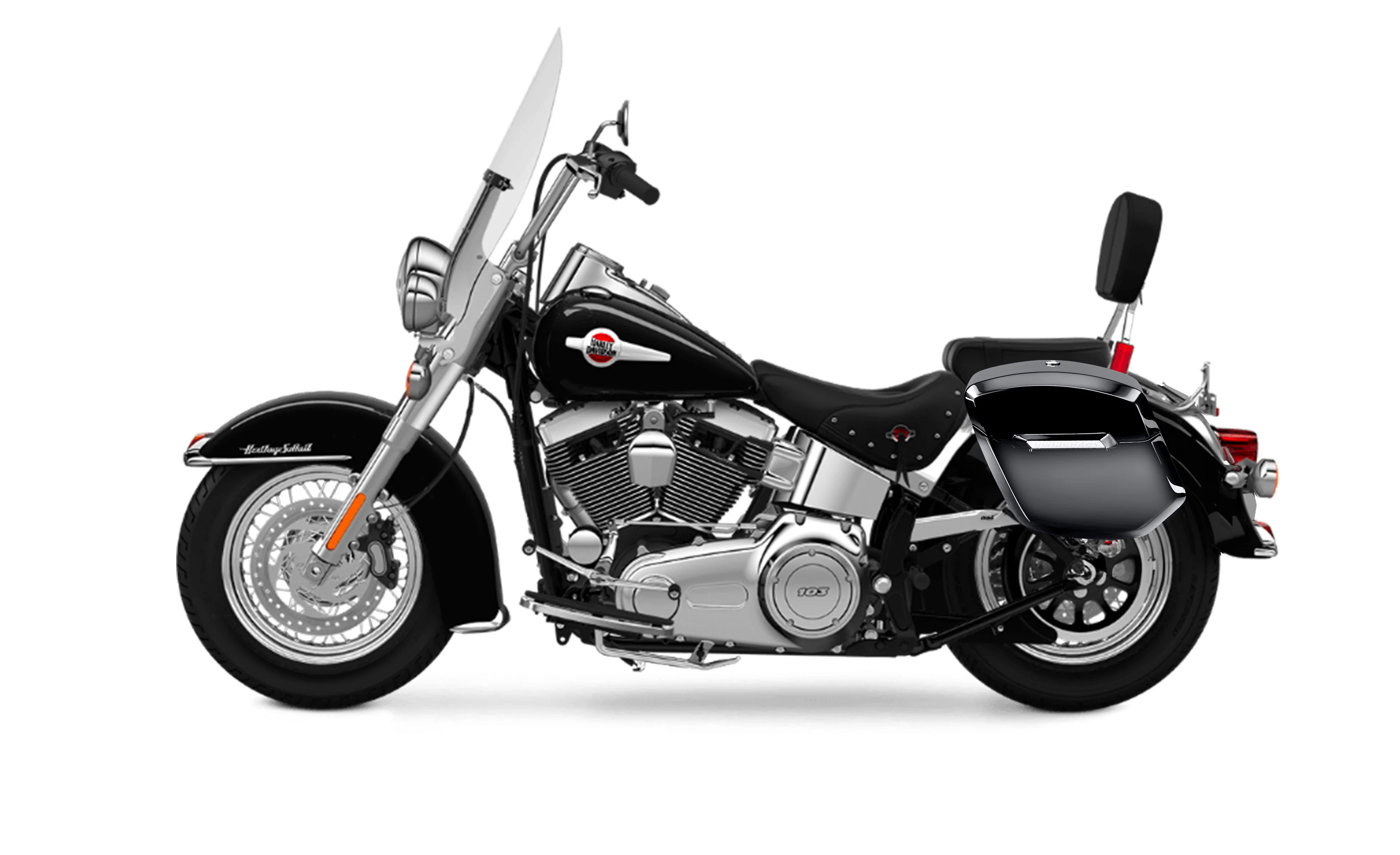 12L - Ironclad Quick Mount Medium Heritage Classic FLSTC/I Painted Hard Solo Saddlebag (Left Only) - Image 2