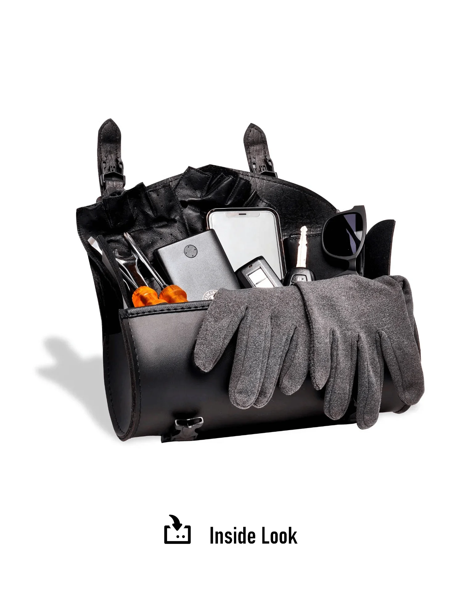 1L - Dark Age Plain Ducati Leather Motorcycle Tool Bag - Image 9