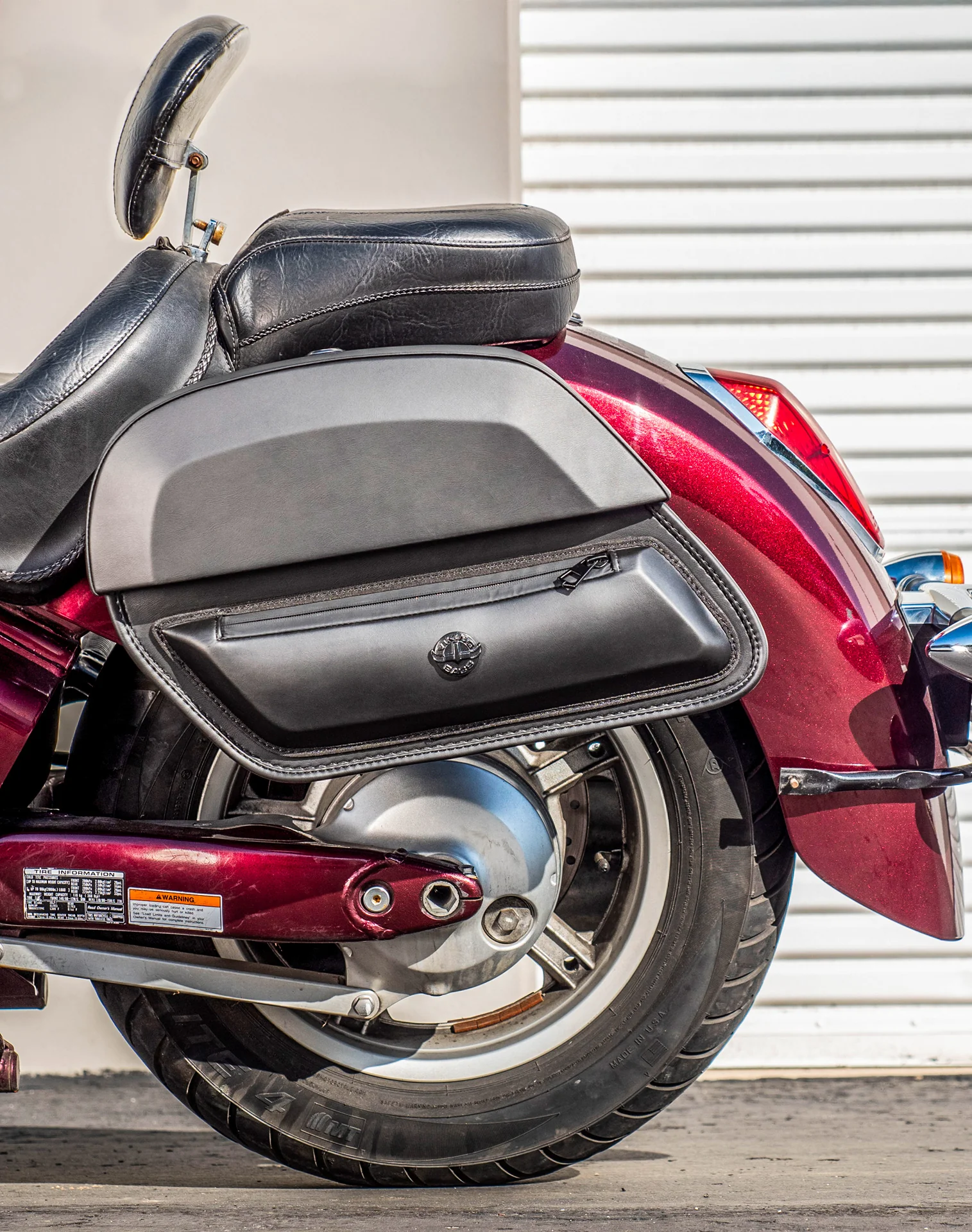 28L - Pantheon Medium Hard Mount Honda VT1300CT Interstate Leather Saddlebags - Image 4
