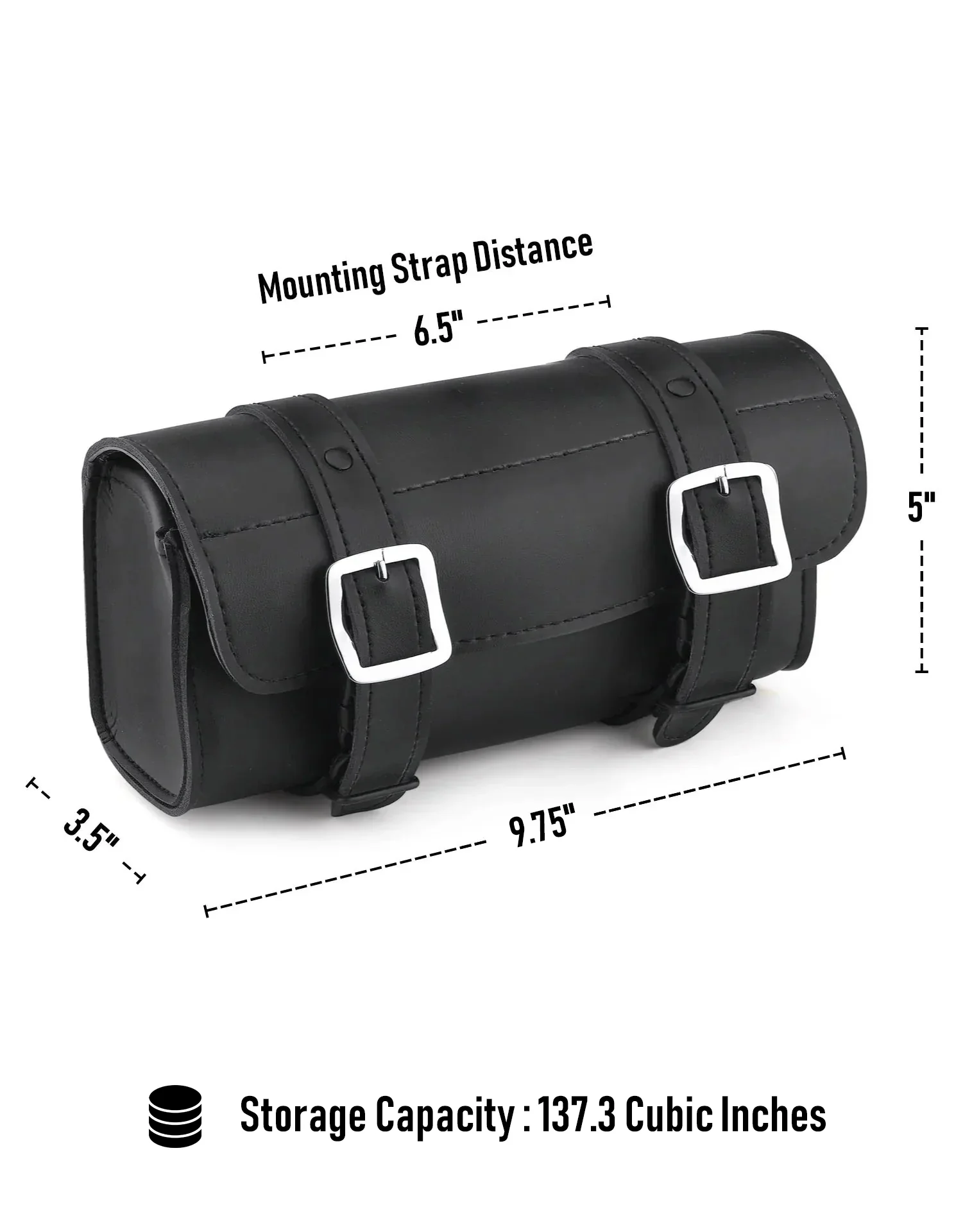 2L - Armor Plain Ducati Leather Motorcycle Fork Bag - Image 7