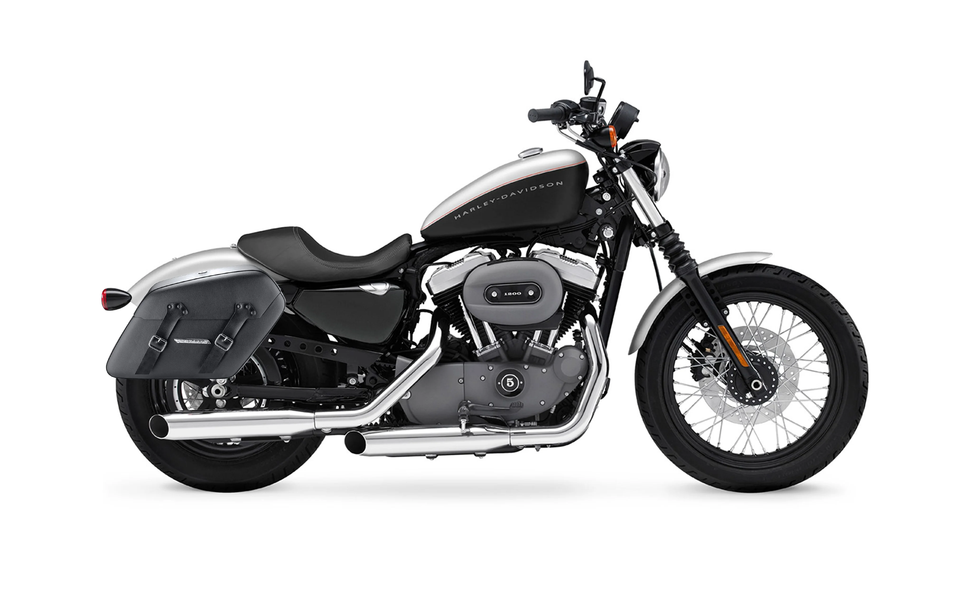 38L - Baldur XL Shock Cutout Harley Sportster 1200 Nightster XL1200N Leather Wrapped Hard Saddlebags - Image 2