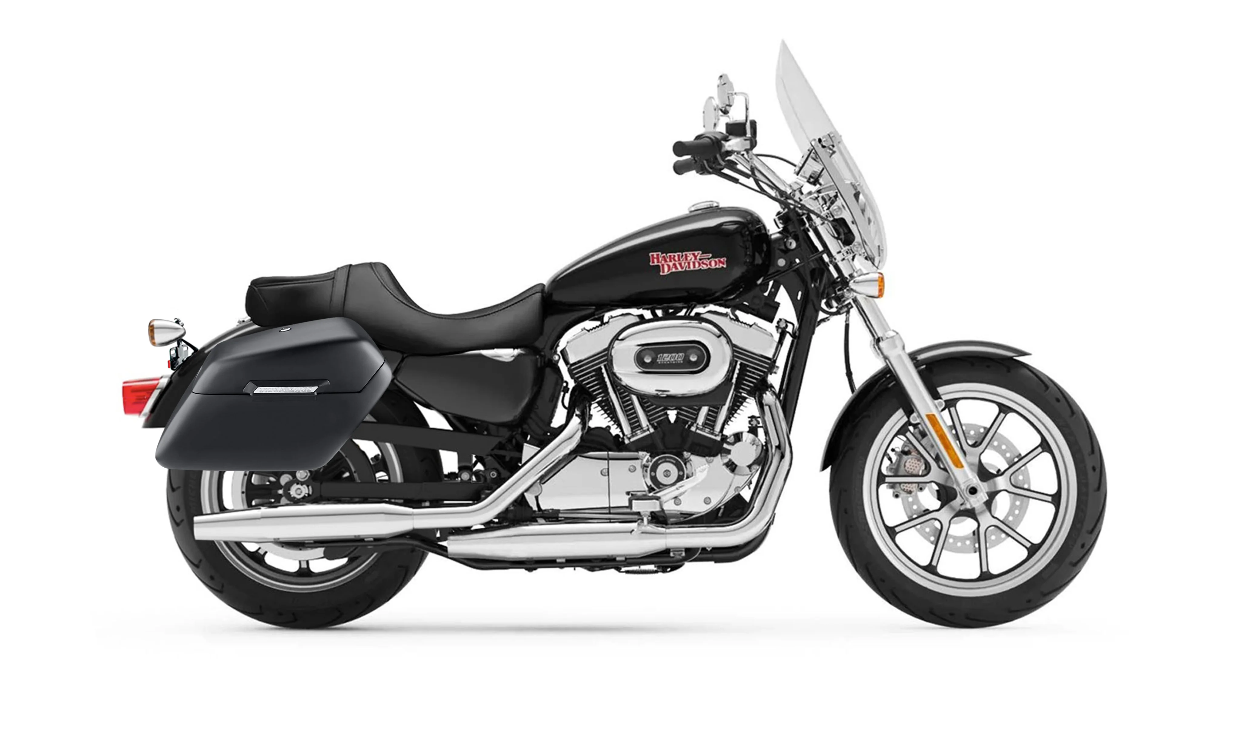 38L - Baldur XL Shock Cut-Out Harley Sportster 1200 Super Low XL1200T Matte Hard Saddlebags - Image 2