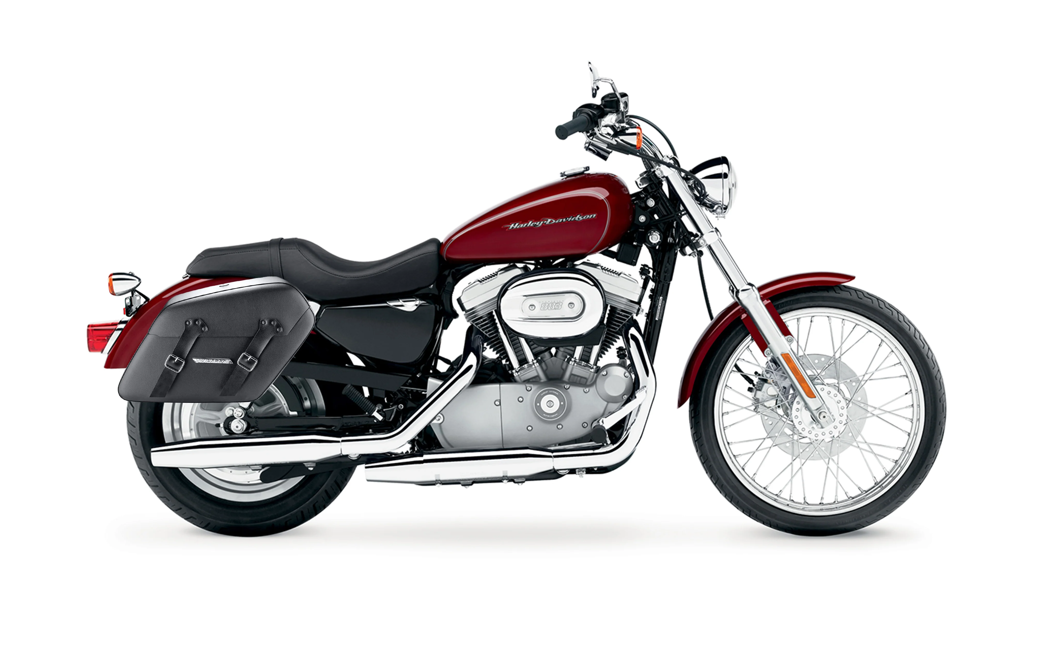 38L - Baldur XL Shock Cutout Harley Sportster 883 Custom XL883C/XLH883C Leather Wrapped Hard Saddlebags - Image 2