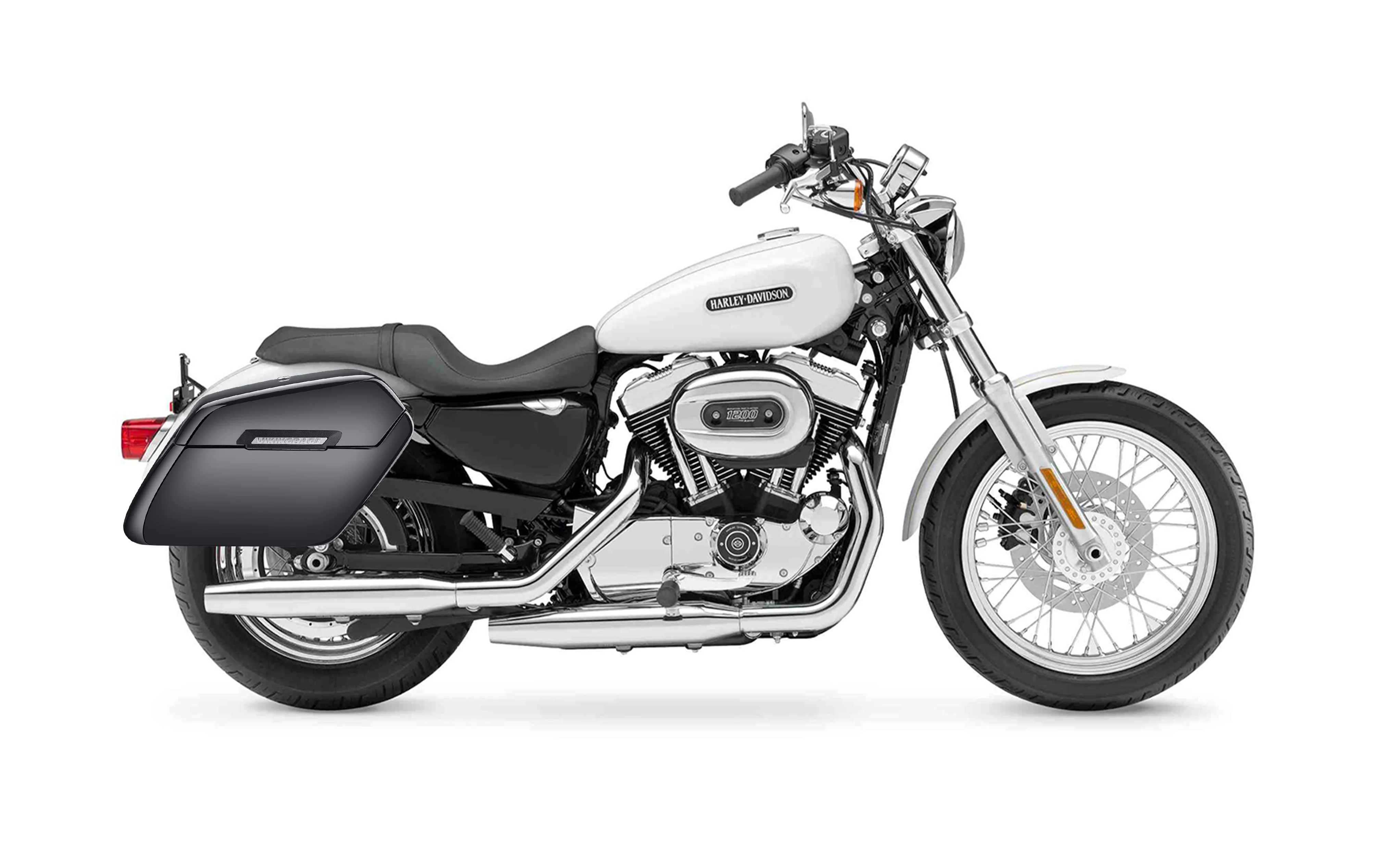 38L - Baldur XL Shock Cutout Harley Sportster 1200 Low XL1200L Painted Hard Saddlebags - Image 2