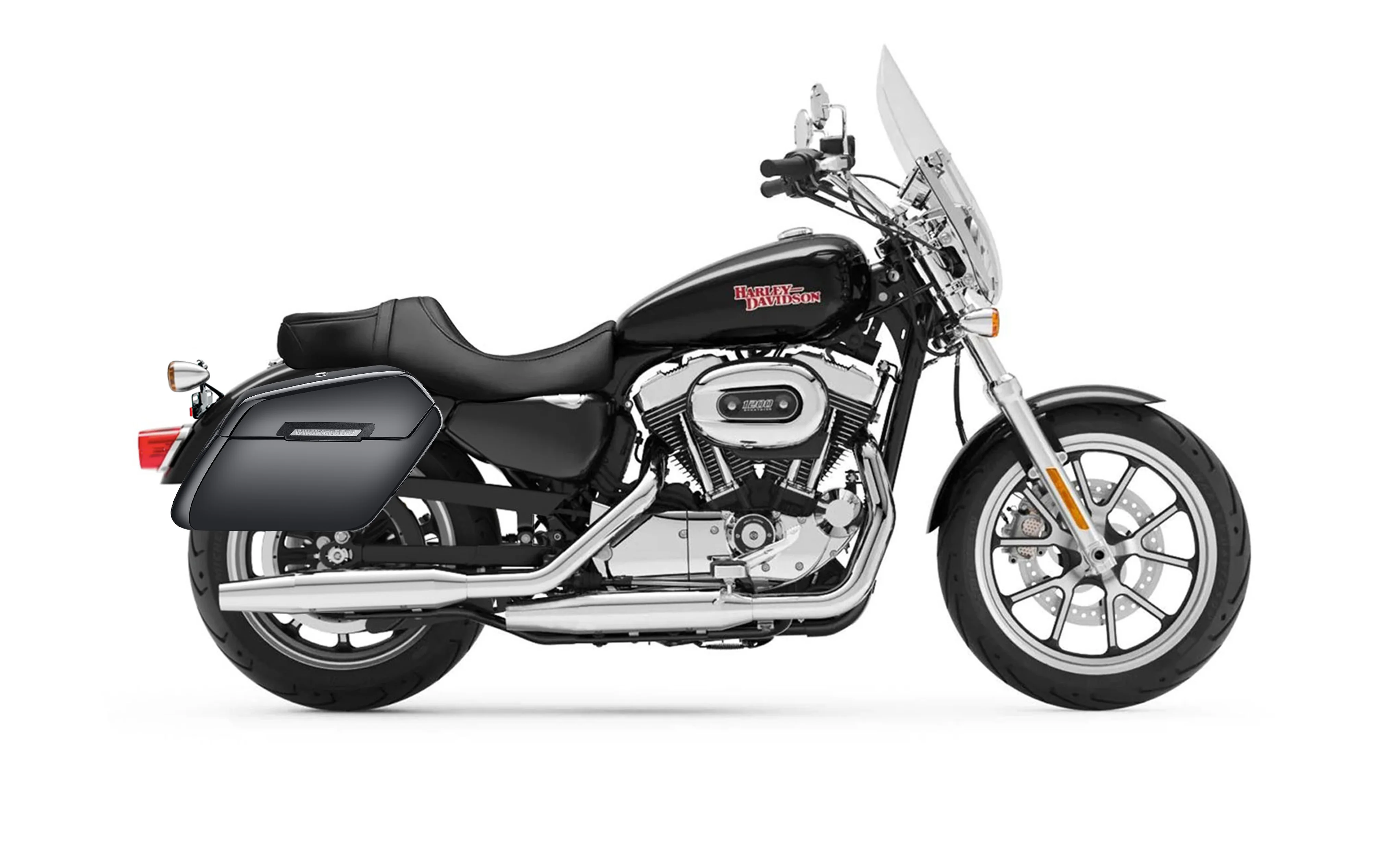 38L - Baldur XL Shock Cutout Harley Sportster 1200 Super Low XL1200T Painted Hard Saddlebags - Image 2