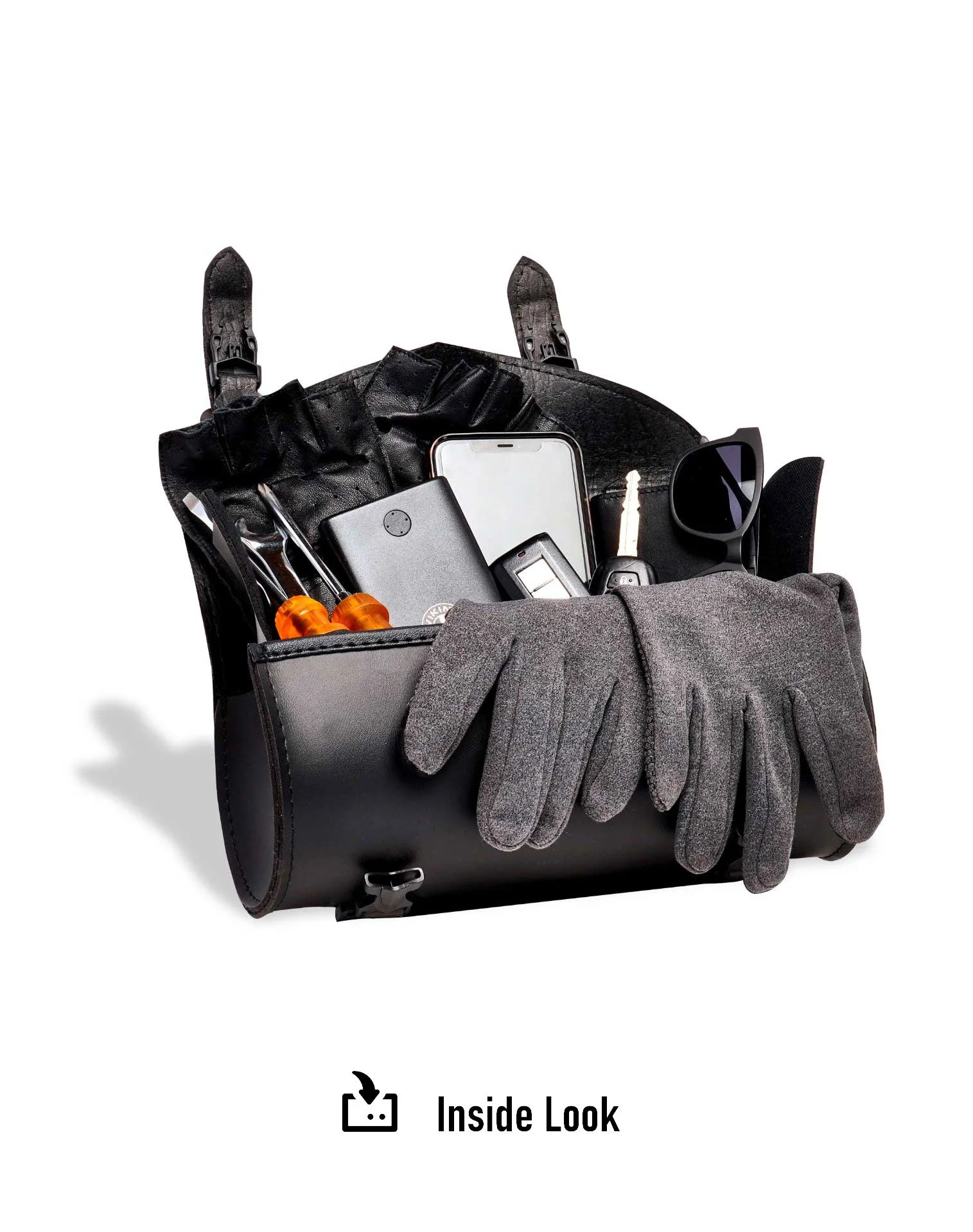2L - Dark Age Plain Royal Enfield Leather Motorcycle Roll Bag - Image 8