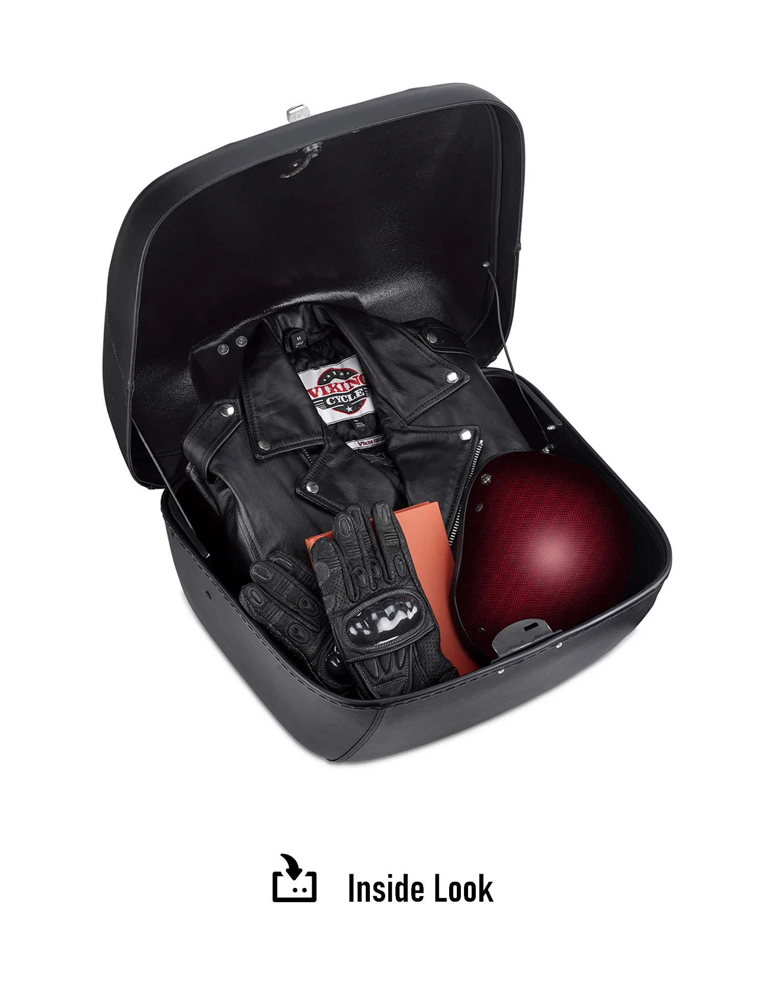 44L - Premium XL Ducati Leather Wrapped Hard Motorcycle Trunk - Image 4