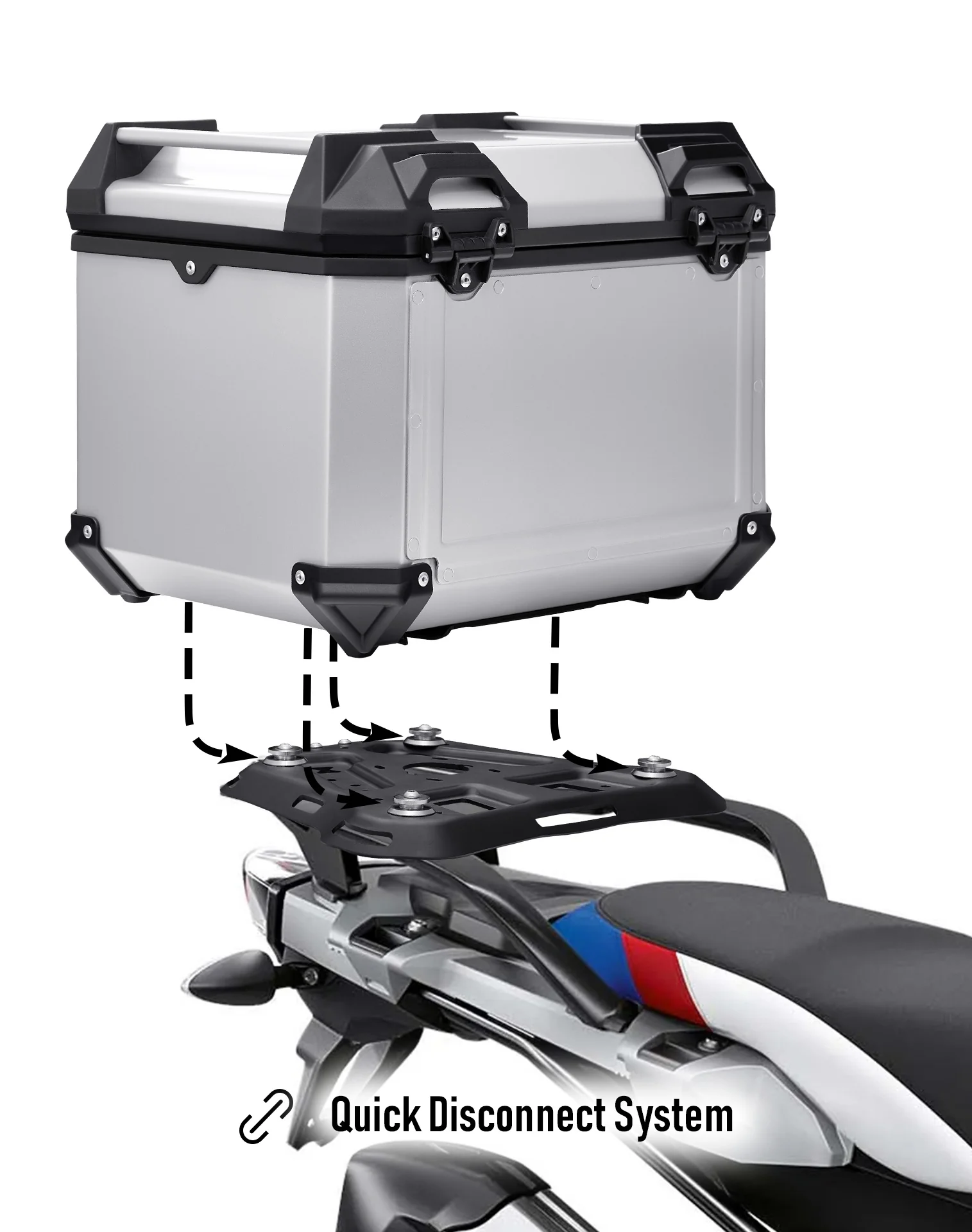 38L - Apex XL BMW R 1300 GS Aluminum Top Case Silver - Image 5