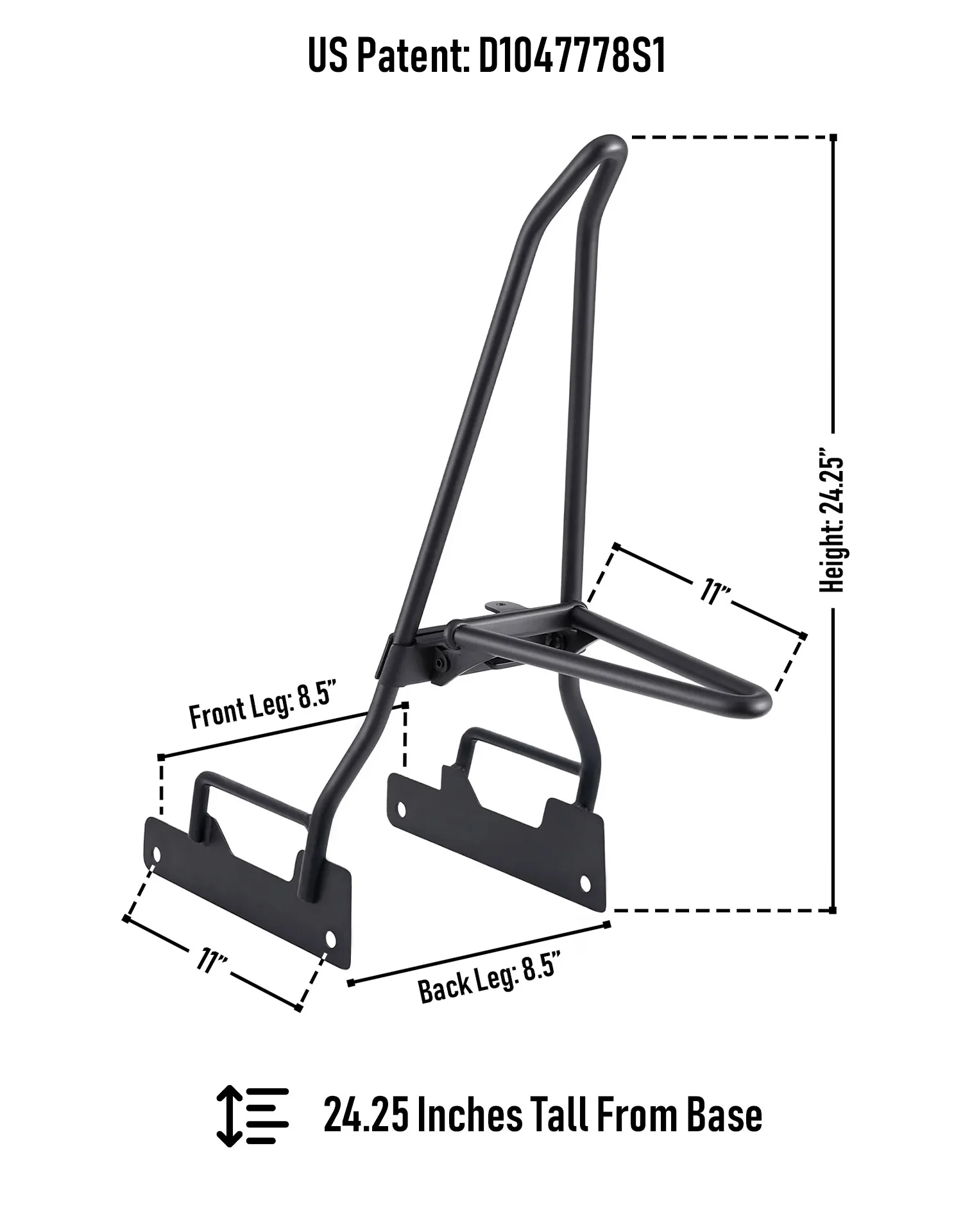 Iron Born Blade 25" Indian Scout Sixty Sissy Bar with Foldable Luggage Rack Matte Black - Image 3