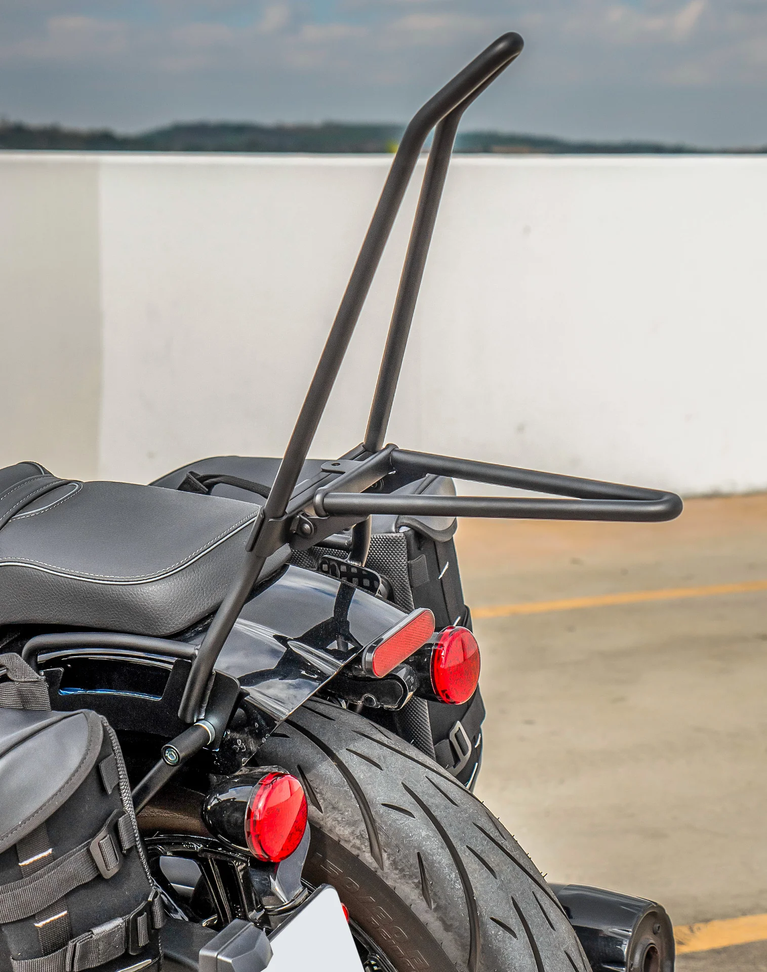 Iron Born Blade 25" Sissy Bar with Foldable Luggage Rack for 2025+ Indian Scout Bobber Matte Black - Image 4