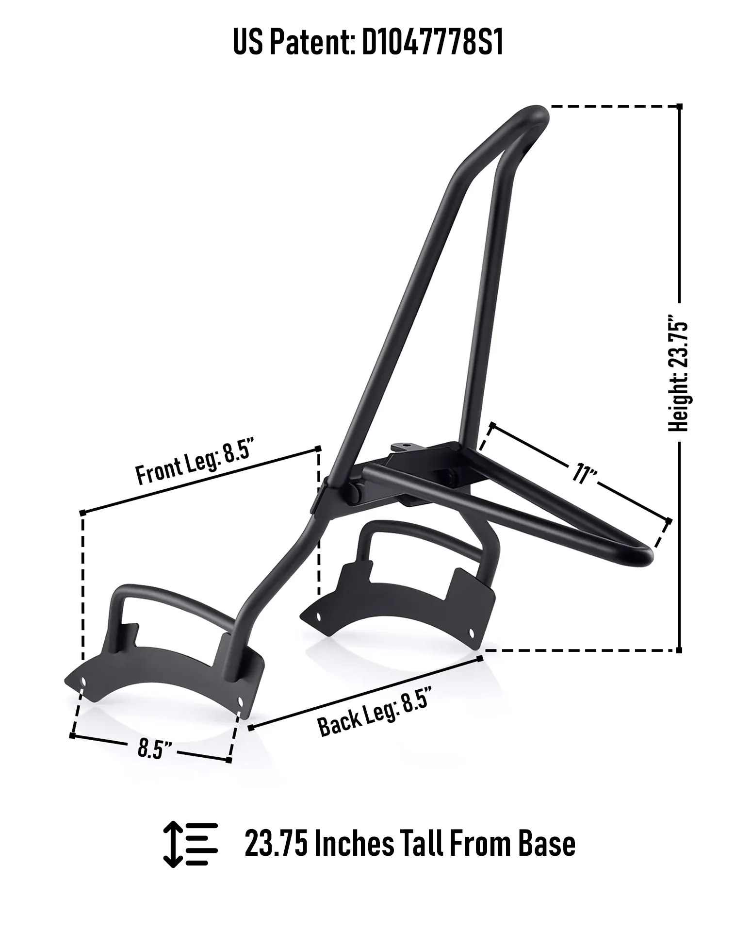 Iron Born Blade 25" Sissy Bar with Foldable Luggage Rack for 2025+ Indian Scout Bobber Matte Black - Image 7