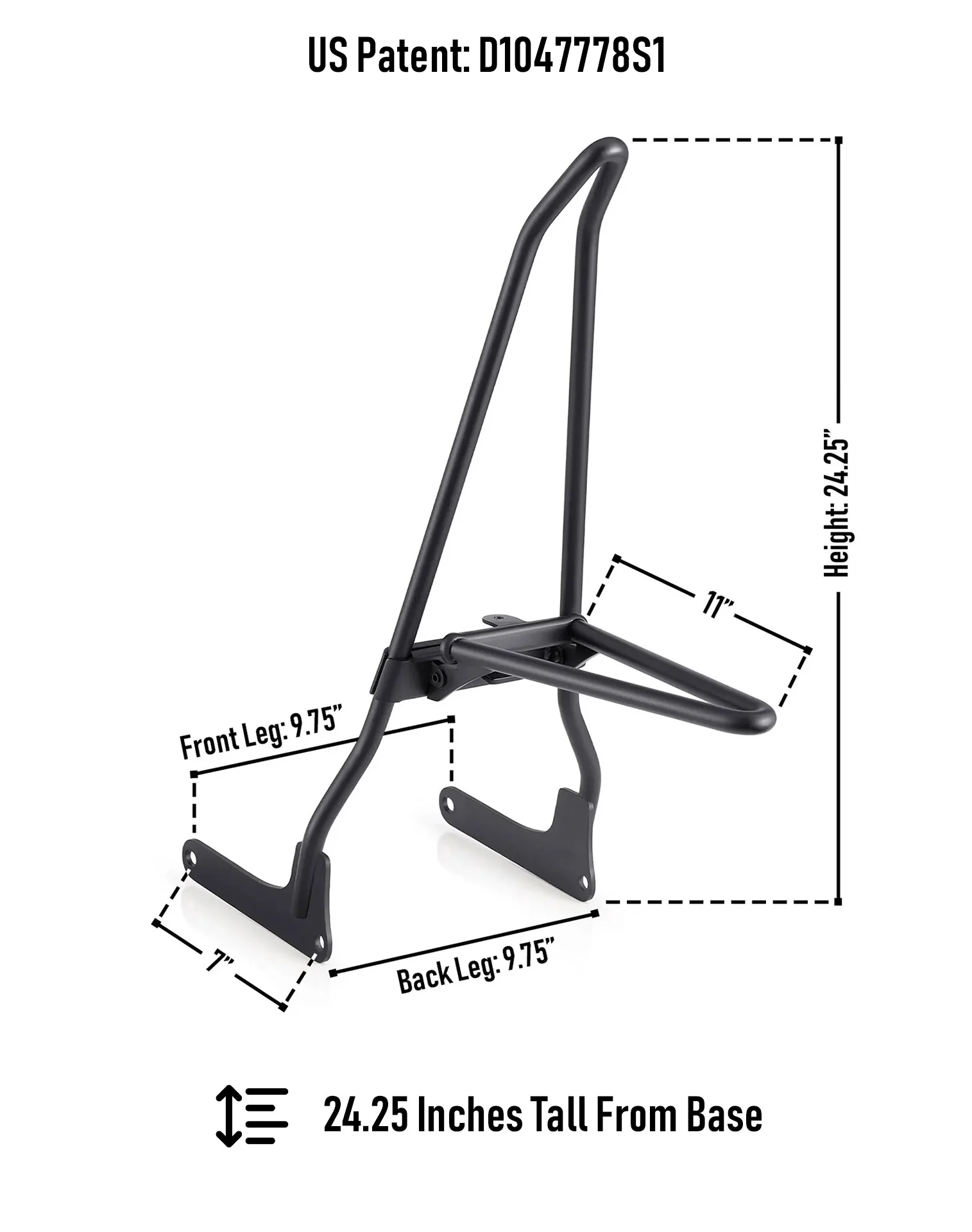 Iron Born Blade 25" Sissy Bar with Foldable Luggage Rack for Harley Softail Deluxe FLDE Matte Black - Image 3