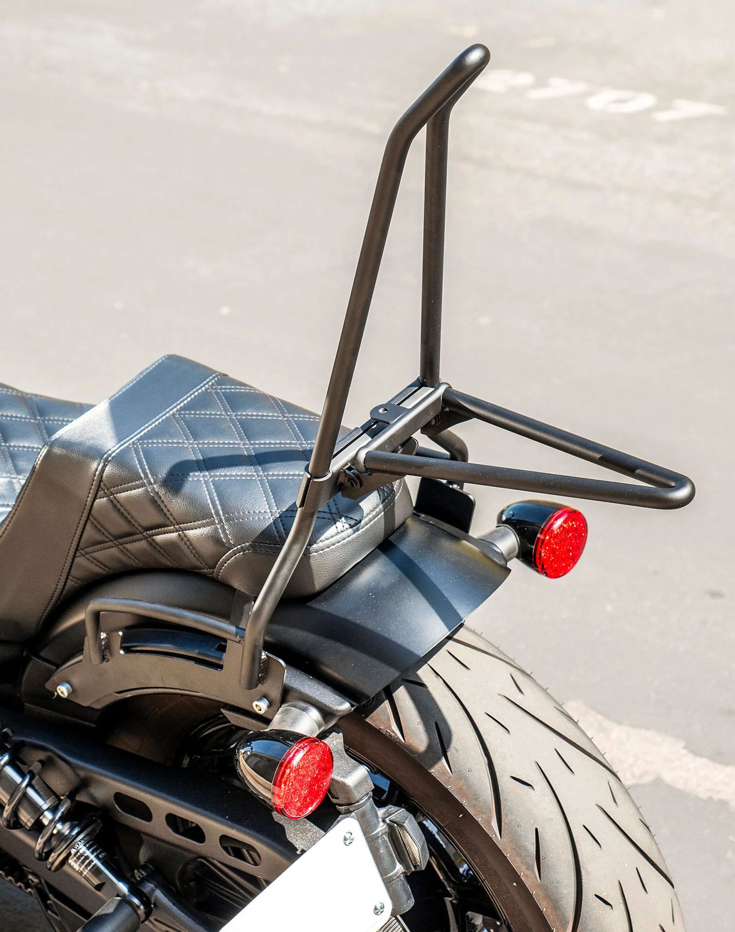 Iron Born Blade 25" Sissy Bar with Foldable Luggage Rack for Indian Scout Bobber Twenty Matte Black - Image 5