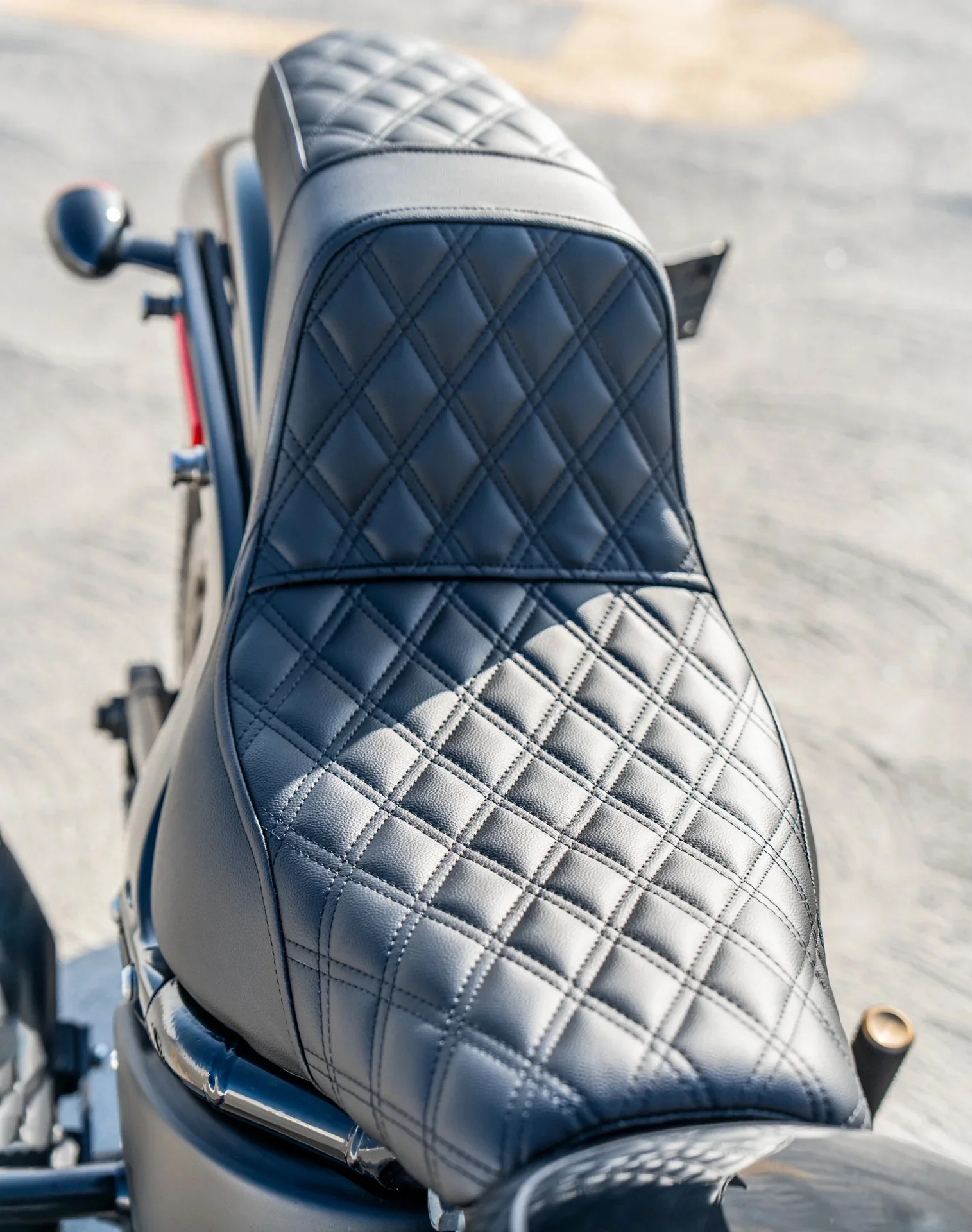 Iron Born Diamond Stitch 2-Up Seat for 2018+ Harley Softail Street Bob FXBB/S - Image 5