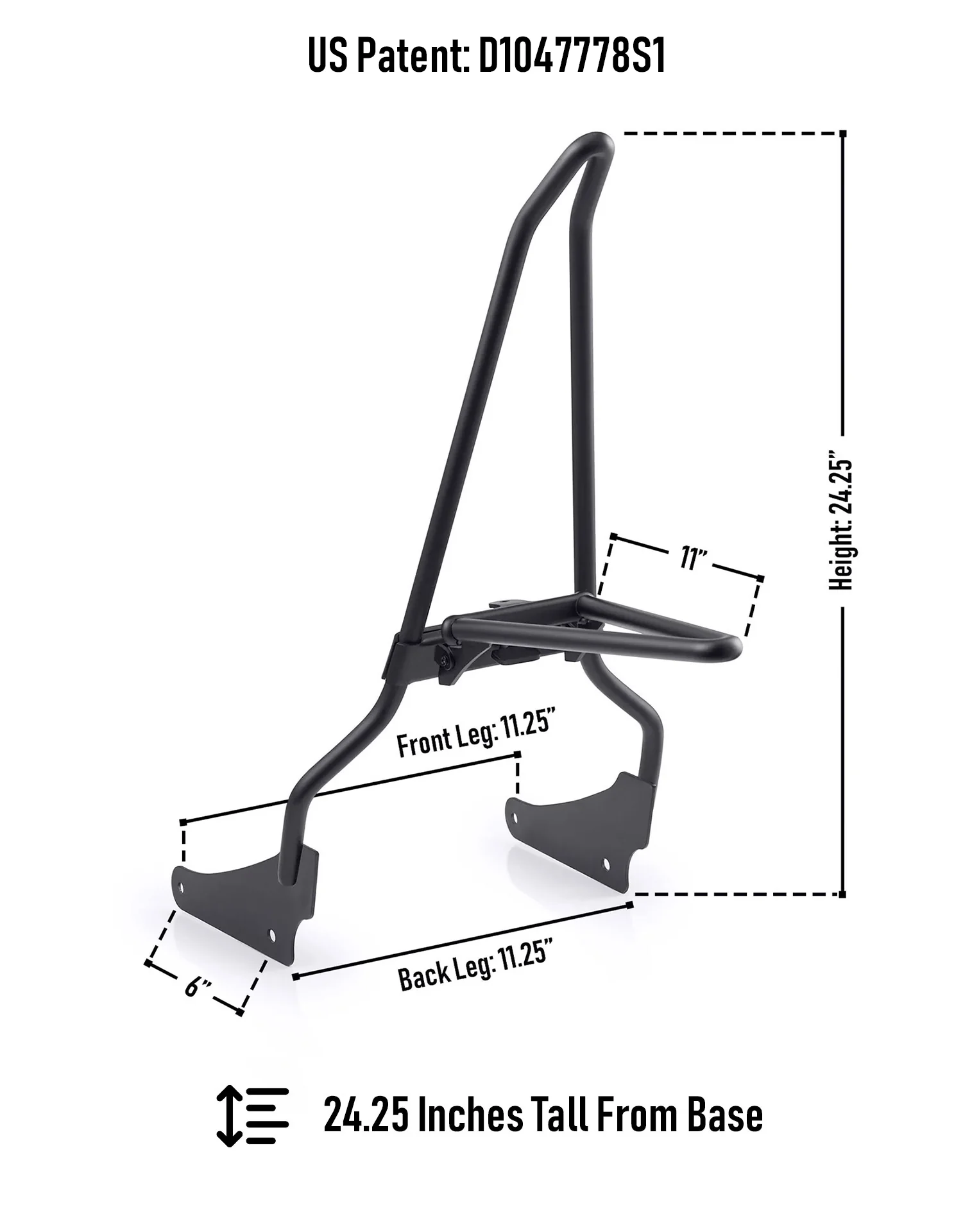 Iron Born Blade 25" Sissy Bar with Foldable Luggage Rack for Harley Sportster Nightster RH975/S Matte Black - Image 3