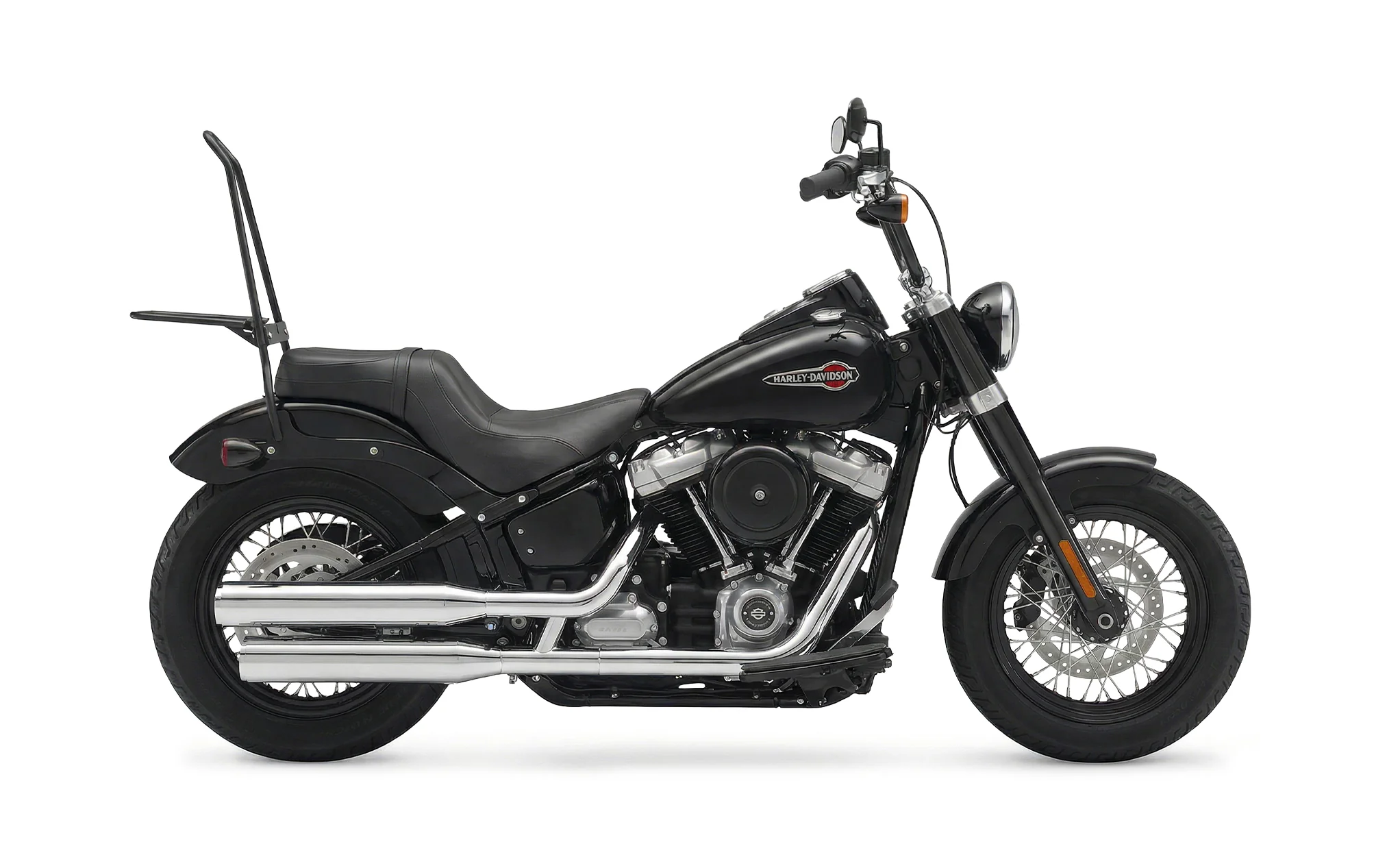 Iron Born Blade 25" Sissy Bar for Wide Seat w/ Foldable Rack for Harley Softail Slim FLSL Matte Black - Image 2