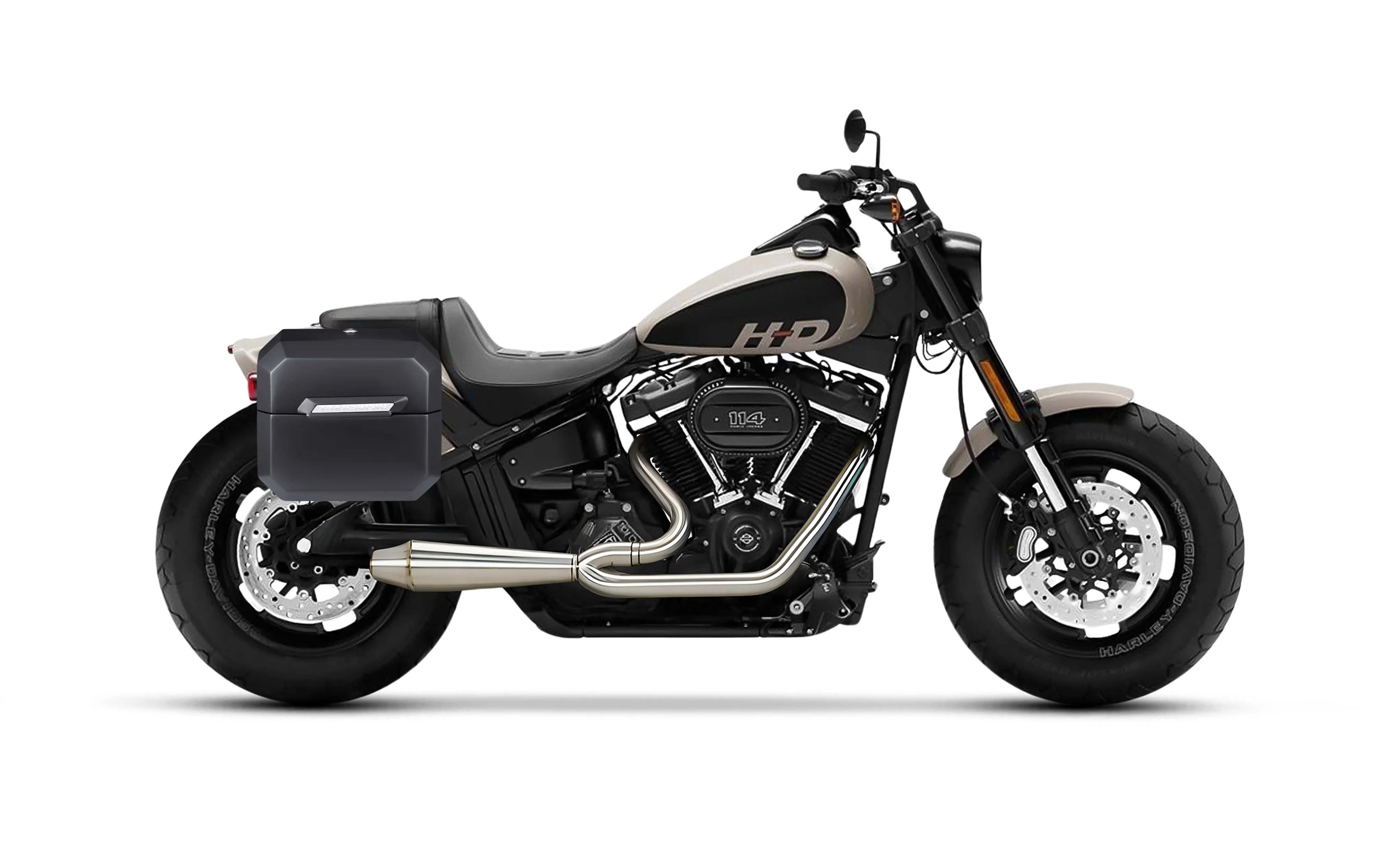 20L - Outlaw Quick-Mount Small Harley Softail Fat Bob FXFB/S Matte Hard Saddlebags - Image 2