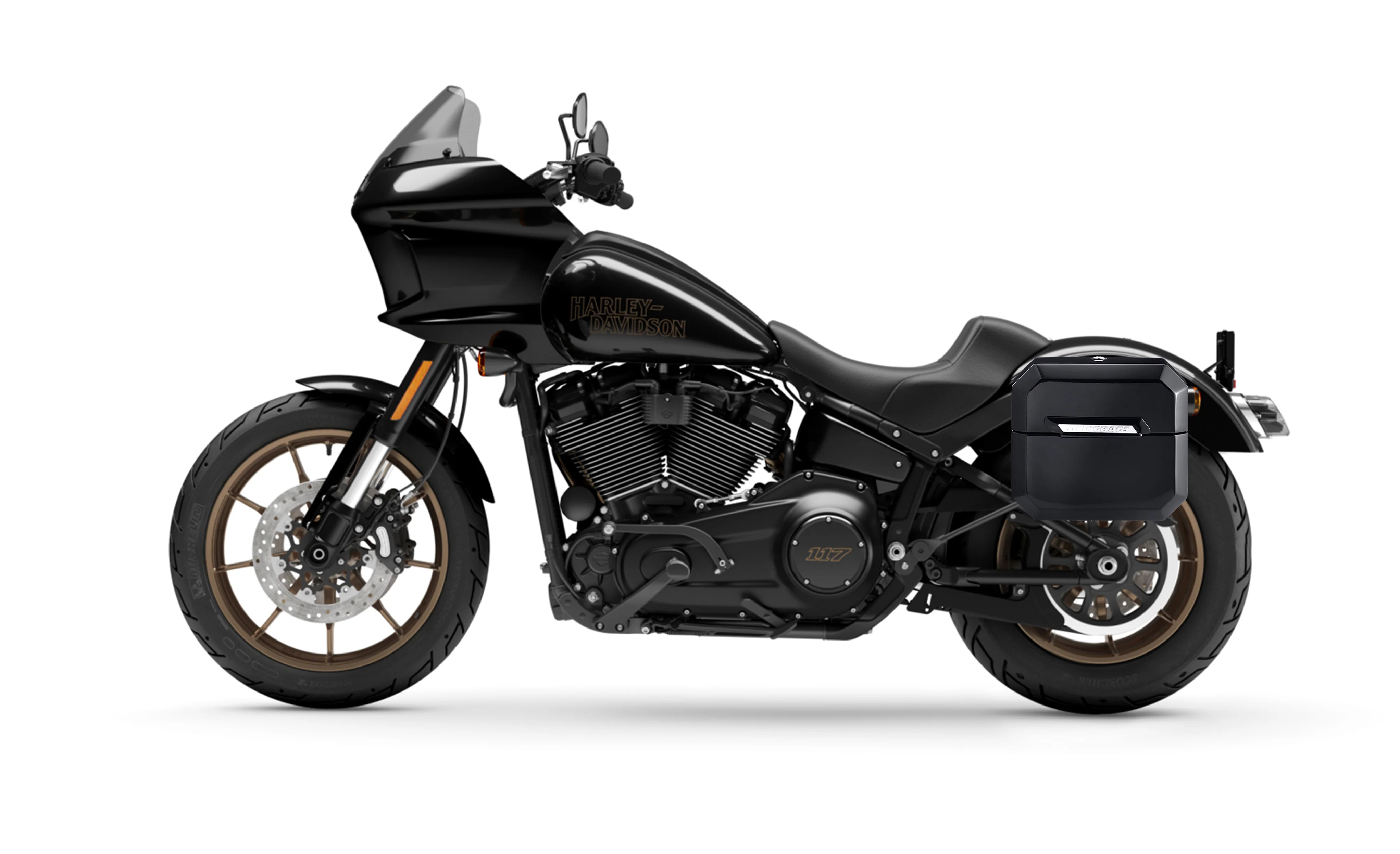 20L - Outlaw Quick-Mount Small Harley Softail Low Rider ST Painted Hard Saddlebags - Image 2