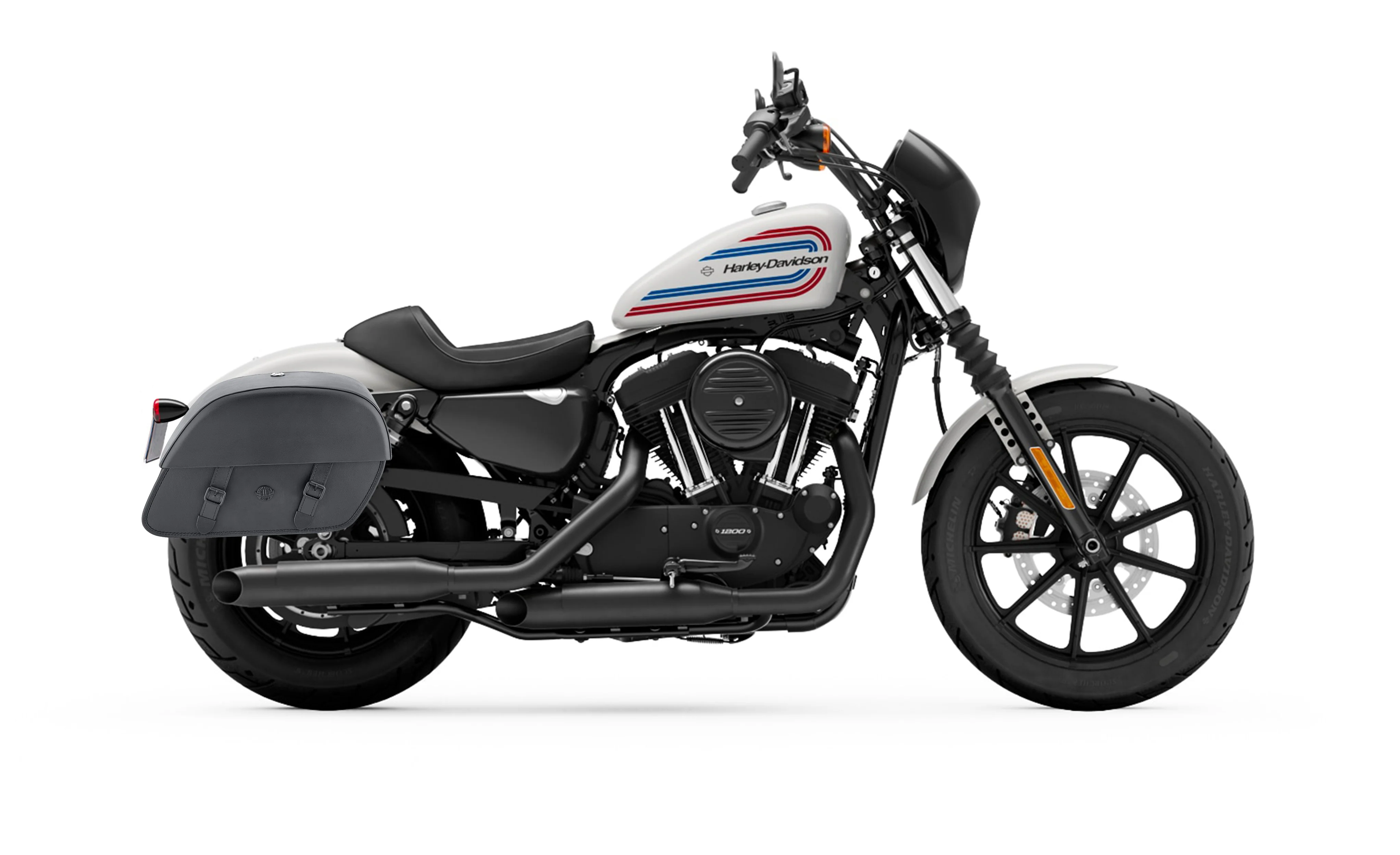 32L - Baelor Large Hard Mount Shock Cutout Saddlebags for Harley Sportster 1200 Iron XL1200NS - Image 2
