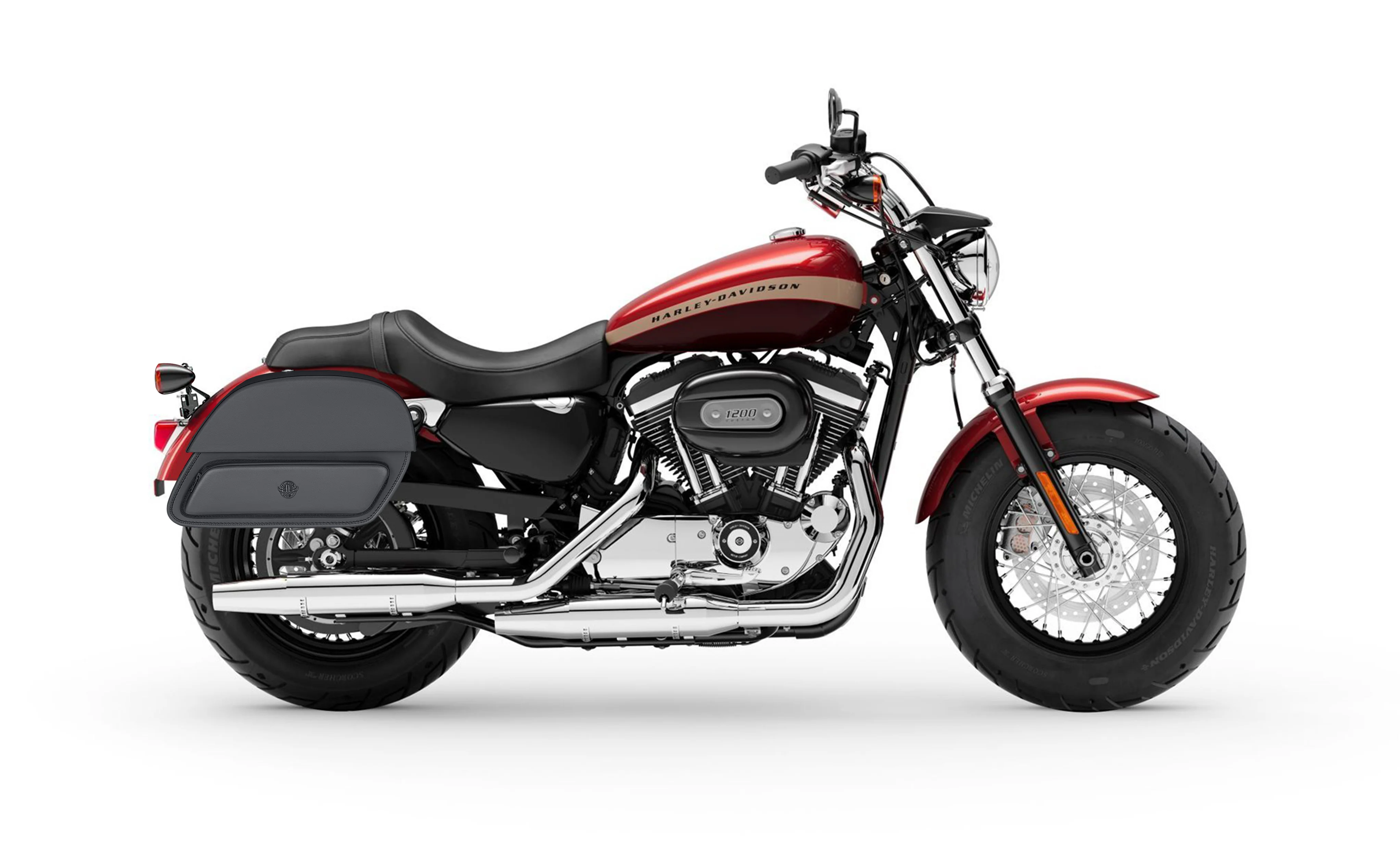 32L - Pantheon Large Hard Mount Shock Cutout Saddlebags for Harley Sportster 1200 Custom XL1200C/XLH1200C - Image 2