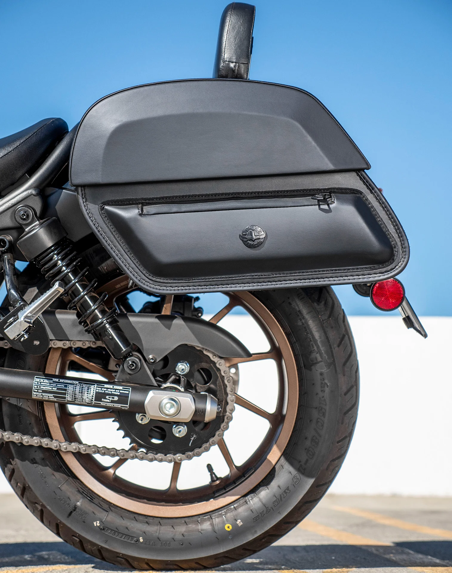28L - Pantheon Medium Quick Mount Honda Rebel 300 Motorcycle Saddlebags - Image 4
