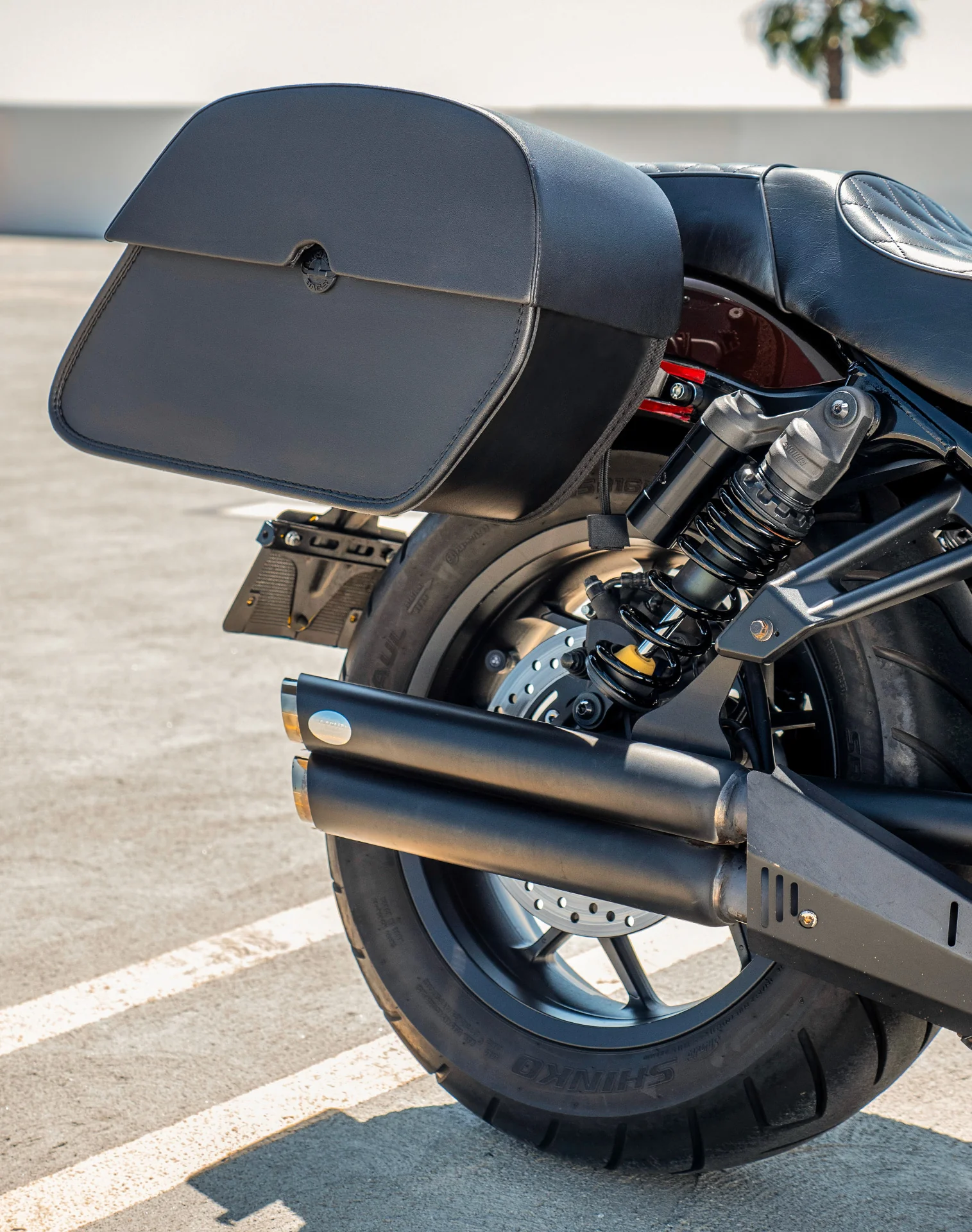 28L - Panzer Medium Quick Mount Honda Rebel 1100 Leather Saddlebags - Image 4