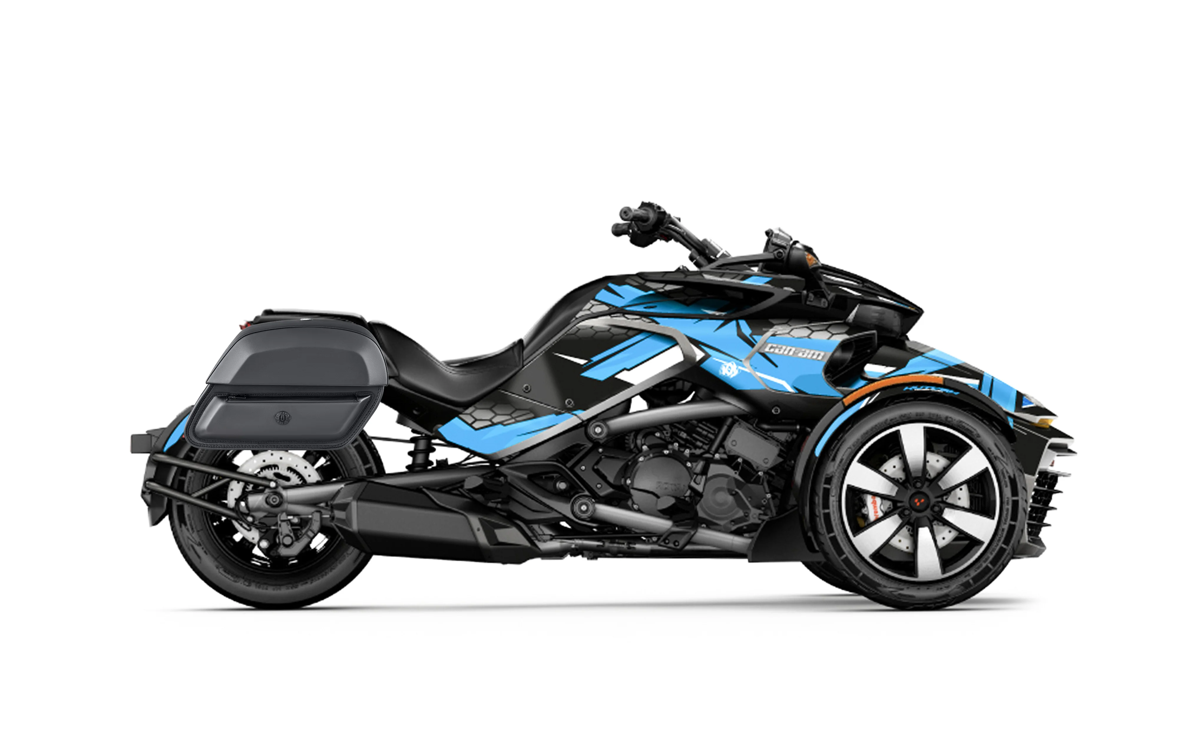 28L - Pantheon Medium Hard Mount CAN AM Spyder F3 Leather Motorcycle Saddlebags - Image 2