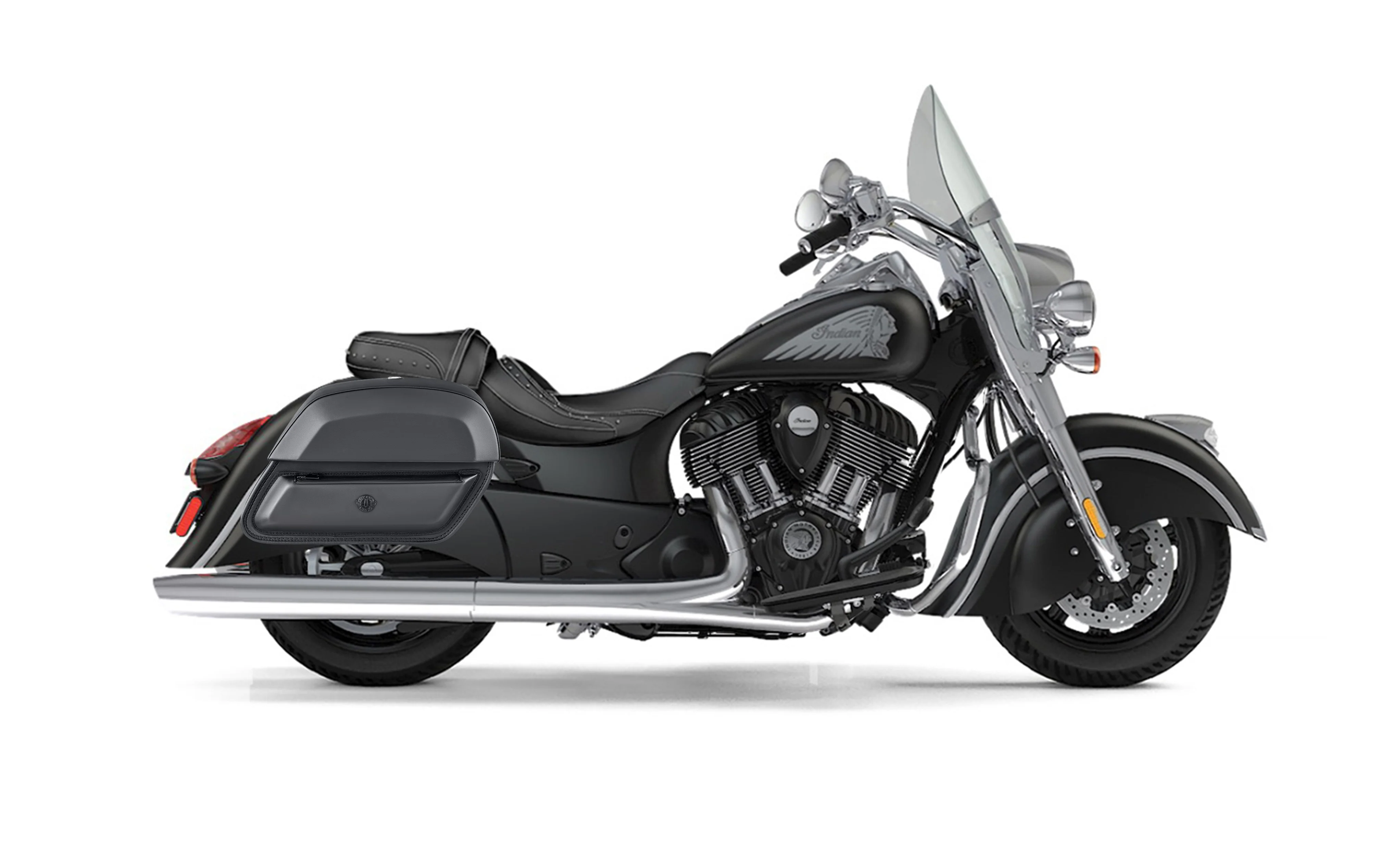 28L - Pantheon Medium Hard Mount Indian Springfield Leather Motorcycle Saddlebags - Image 2