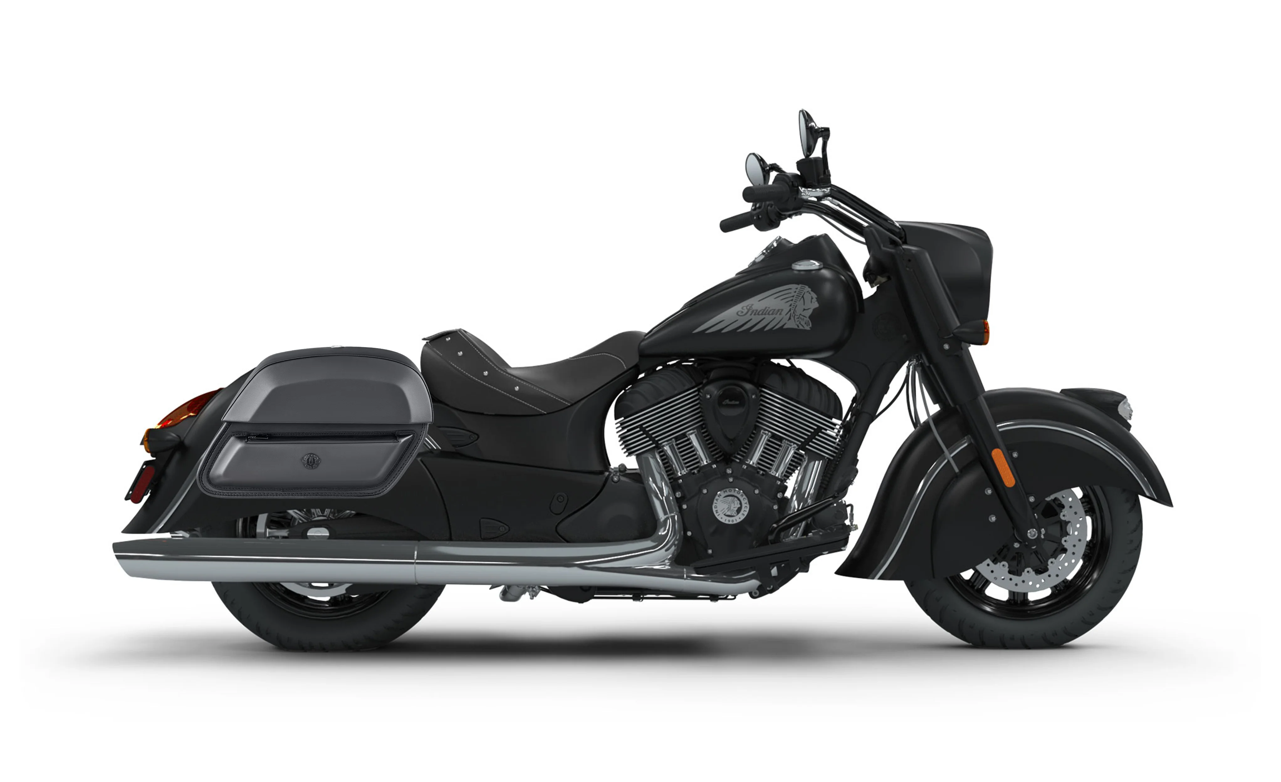 28L - Pantheon Medium Hard Mount Indian Vintage Darkhorse Leather Motorcycle Saddlebags - Image 2