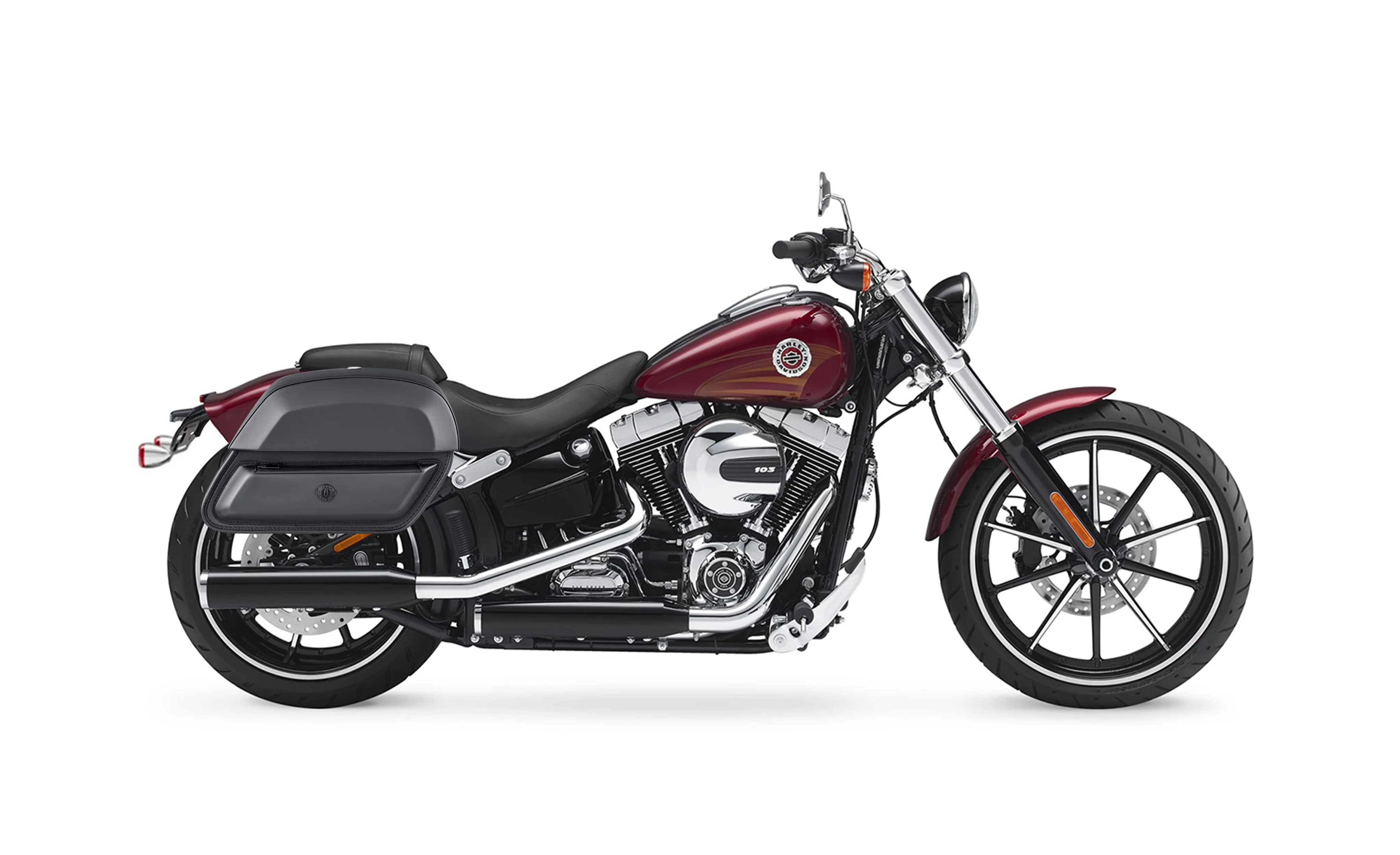 28L - Pantheon Medium Hard Mount Leather Saddlebags for Harley Softail Breakout FXSB - Image 2