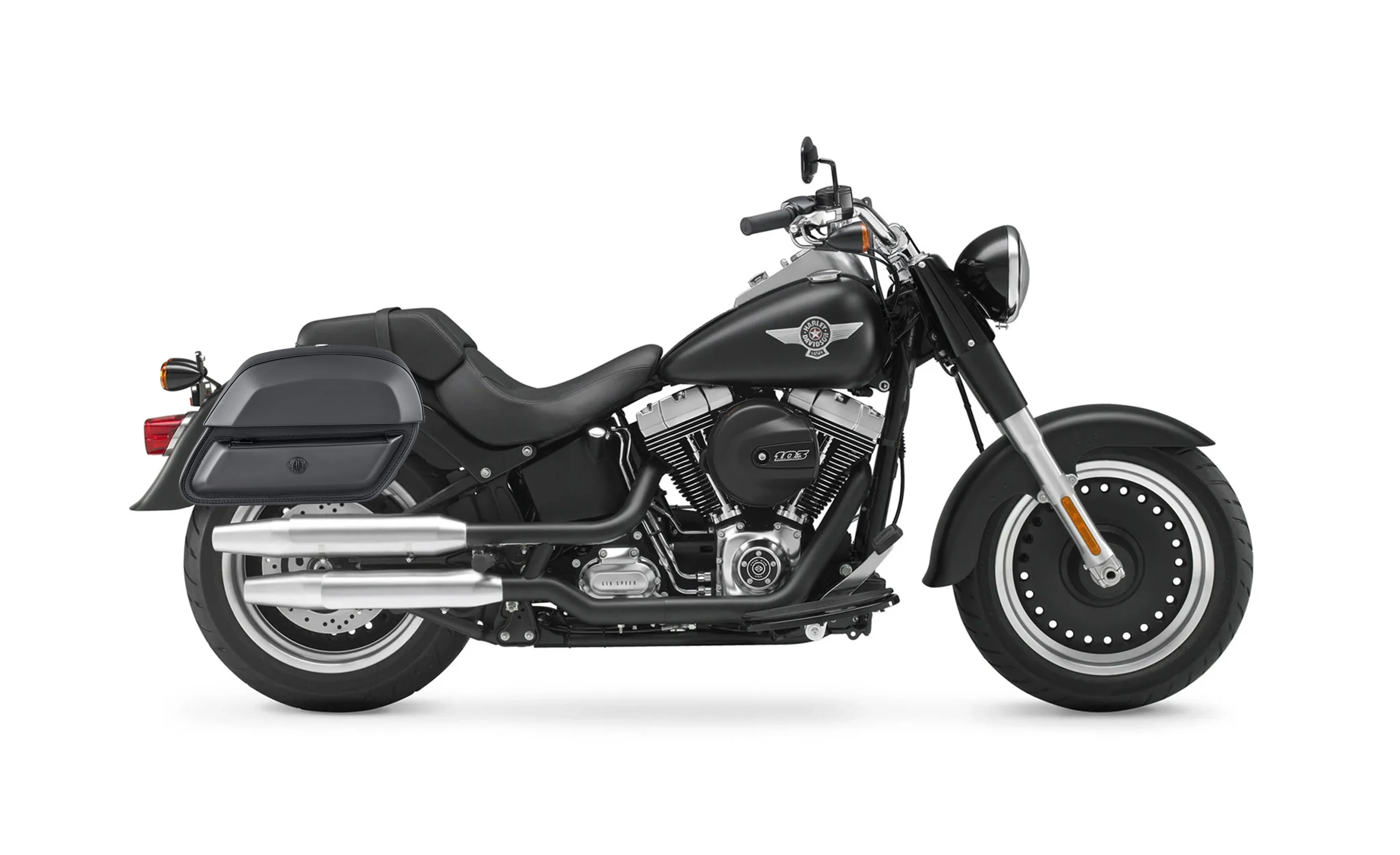 28L - Pantheon Medium Hard Mount Leather Saddlebags for Harley Softail Fat Boy Lo FLSTFB - Image 2