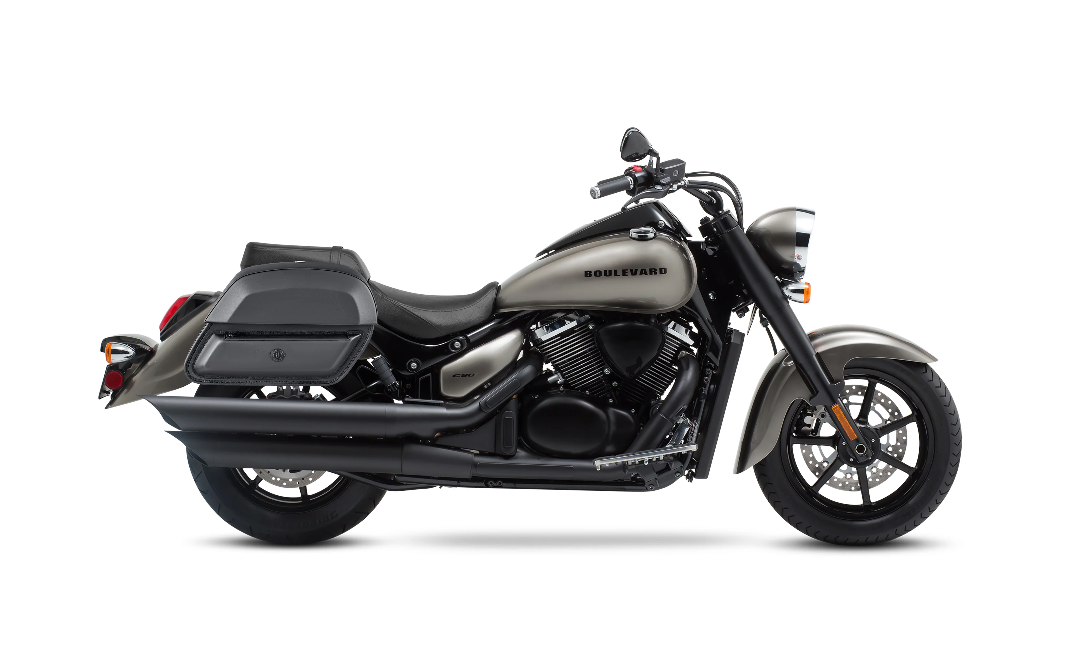 28L - Pantheon Medium Hard Mount Suzuki Boulevard C90 VL1500 Leather Motorcycle Saddlebags - Image 2