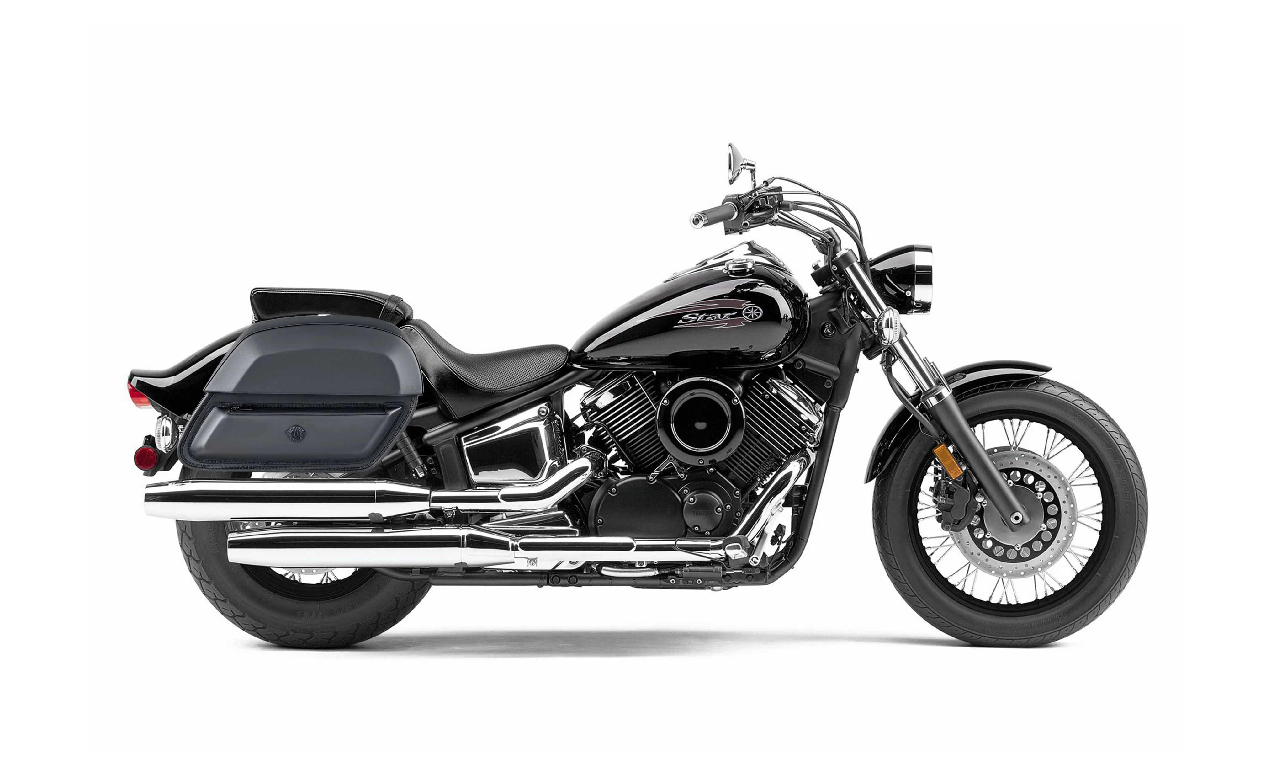 28L - Pantheon Medium Hard Mount Yamaha V Star 1100 Custom XVS11T Leather Motorcycle Saddlebags - Image 2
