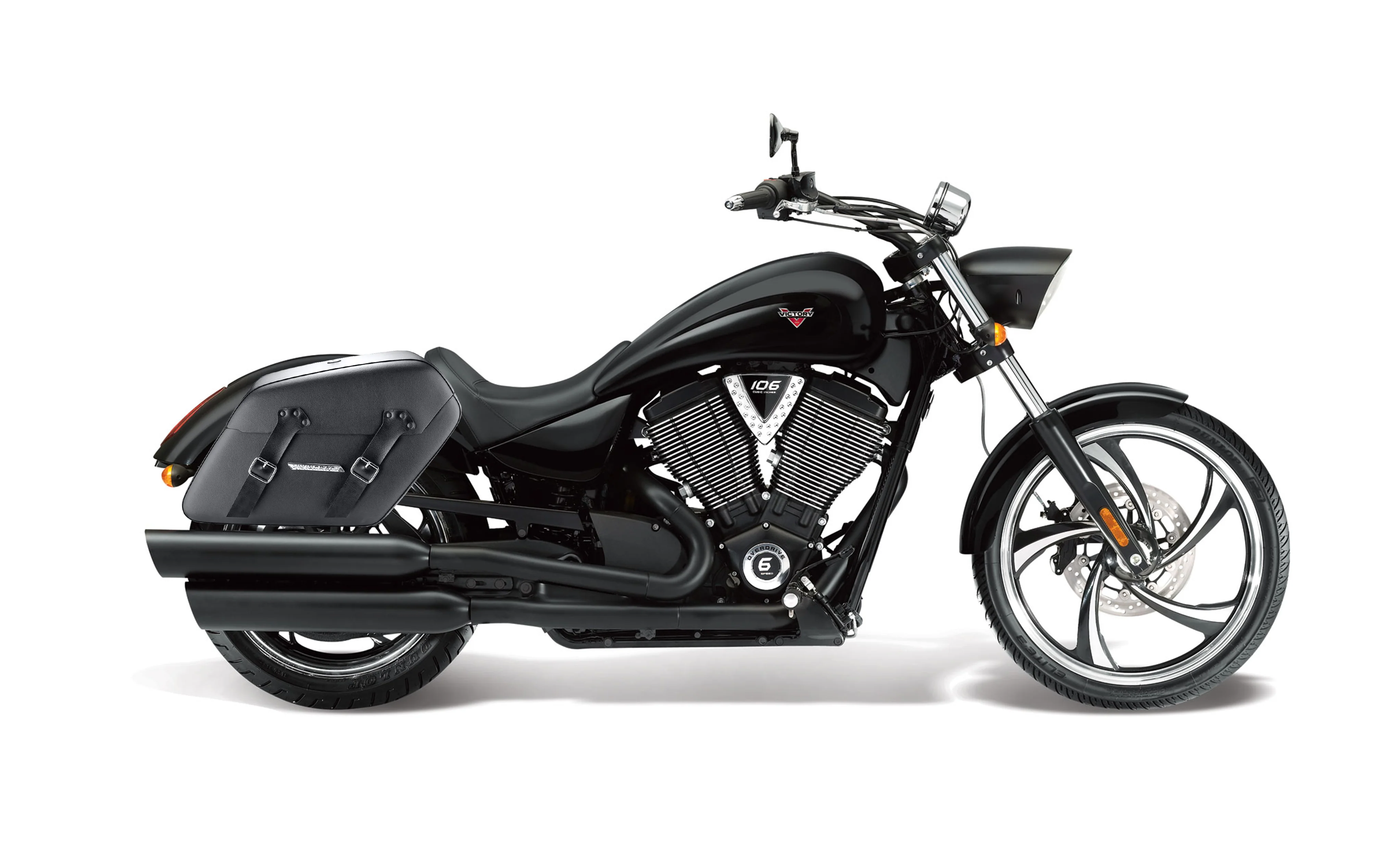 42L - Baldur XL Victory 8 Ball Leather Wrapped Motorcycle Hard Saddlebags - Image 2