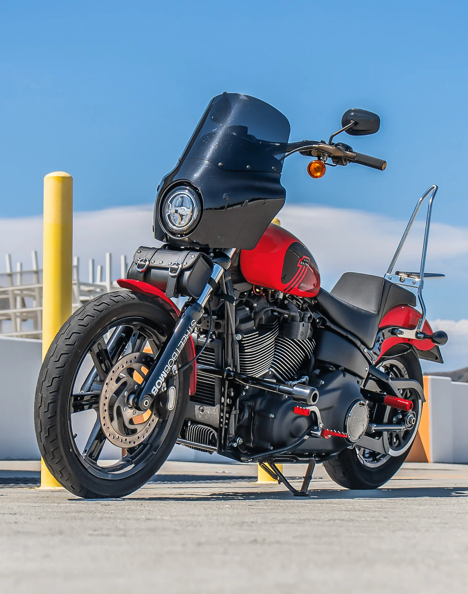 2L - Armor Studded Hyosung Leather Motorcycle Fork Bag - Image 3