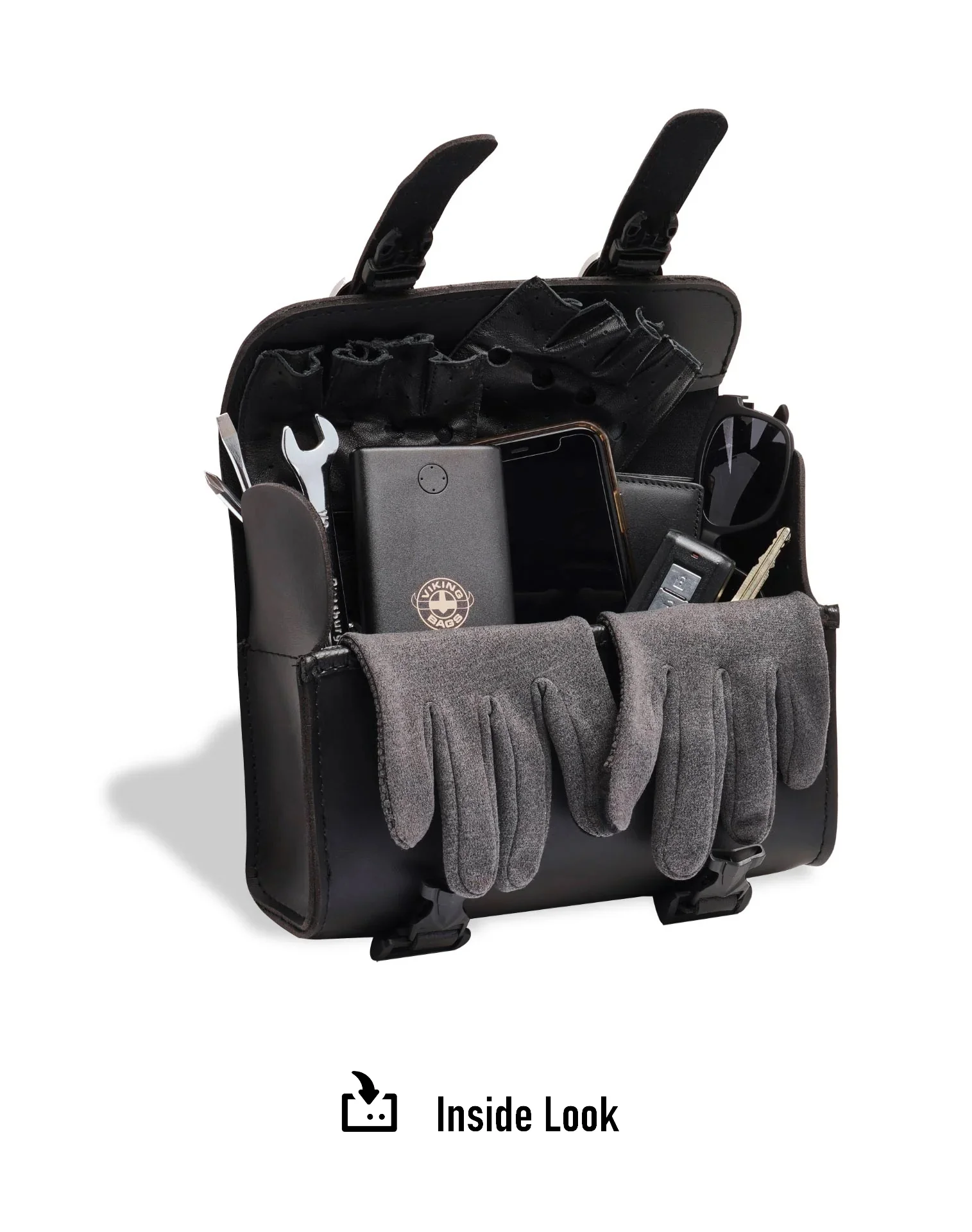 2L - Armor Studded Suzuki Leather Motorcycle Handlebar Bag - Image 8