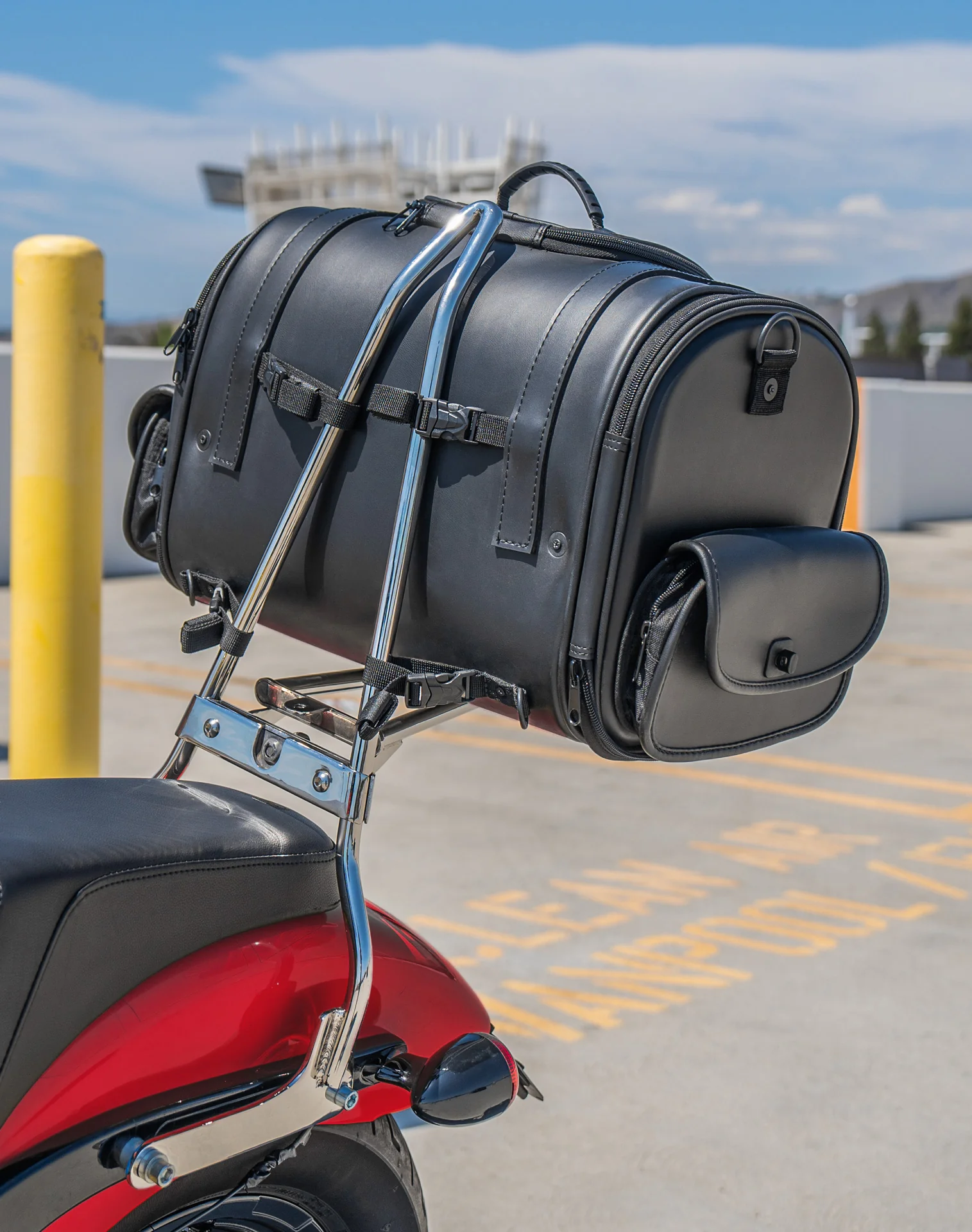 28L - Century Large Indian Leather Motorcycle Sissy Bar Bag - Image 4