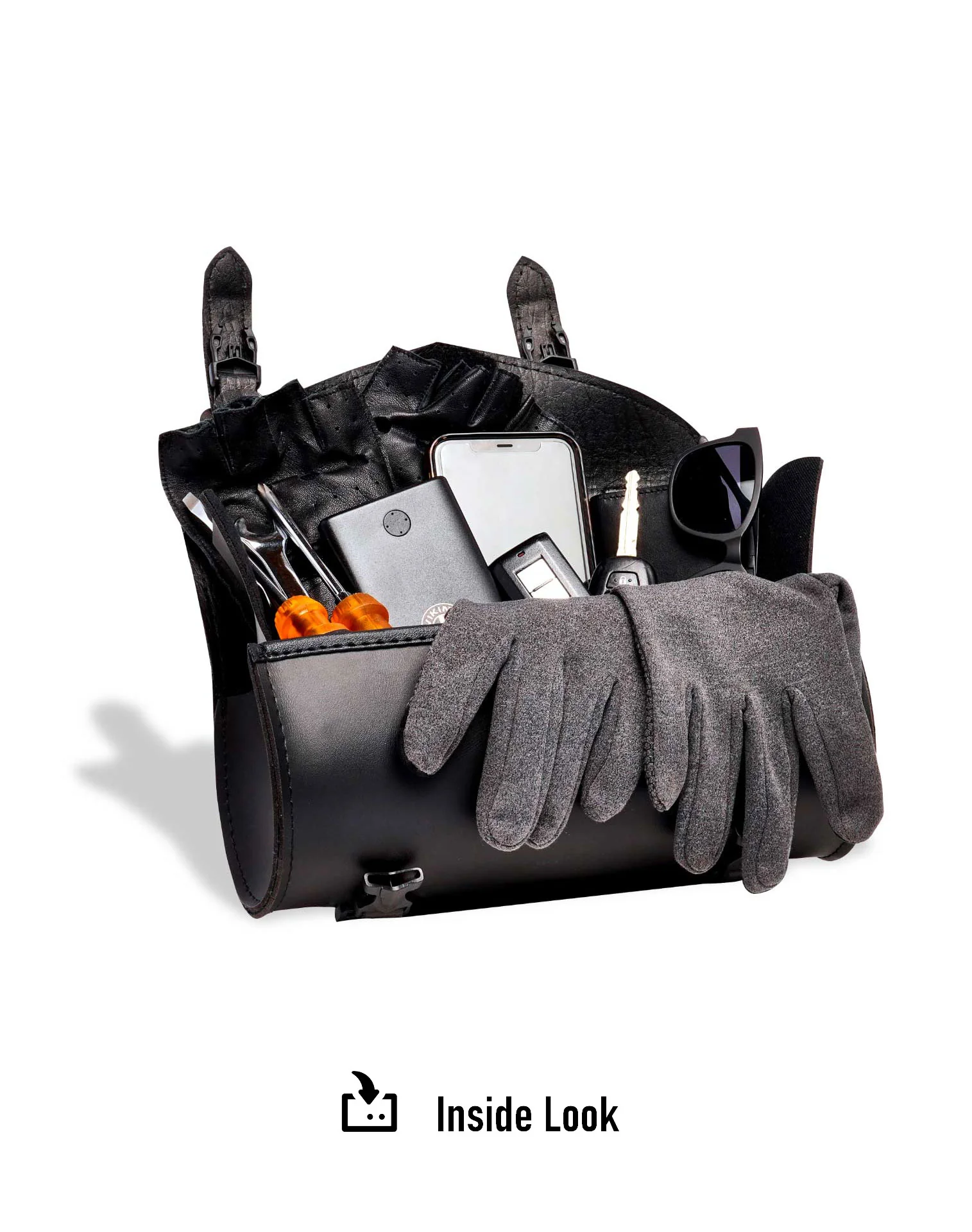 2L - Dark Age Plain Leather Motorcycle Roll Bag for Harley Davidson - Image 8