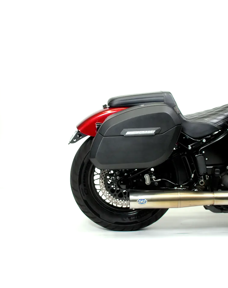 32L - Darkin Large Quick Mount Leather Wrapped Hard Saddlebags for Harley Softail Standard FXST - Image 8