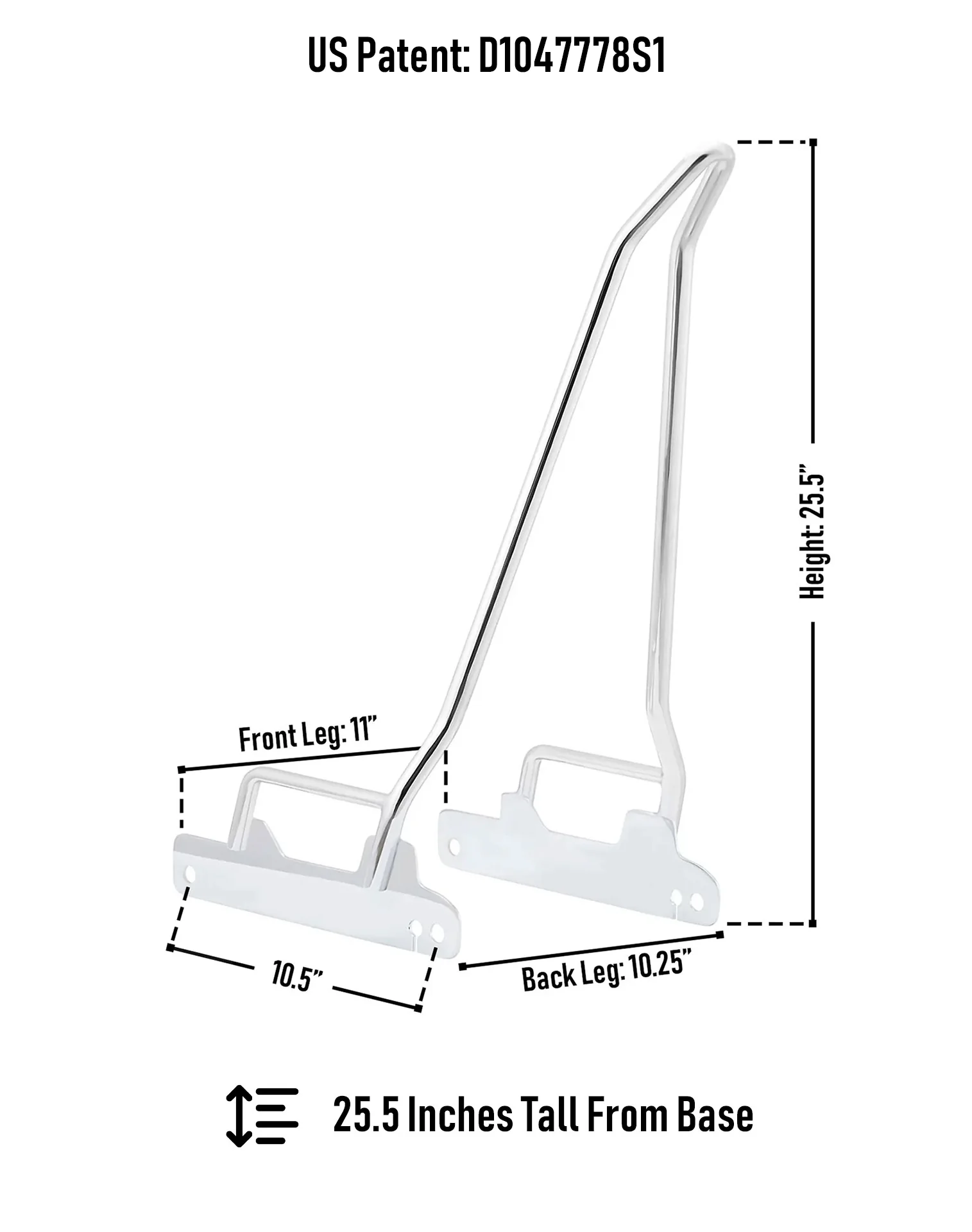 Iron Born Blade 25" Sissy Bar for Harley Dyna Low Rider S FXDLS (2016-17) Chrome - Image 3