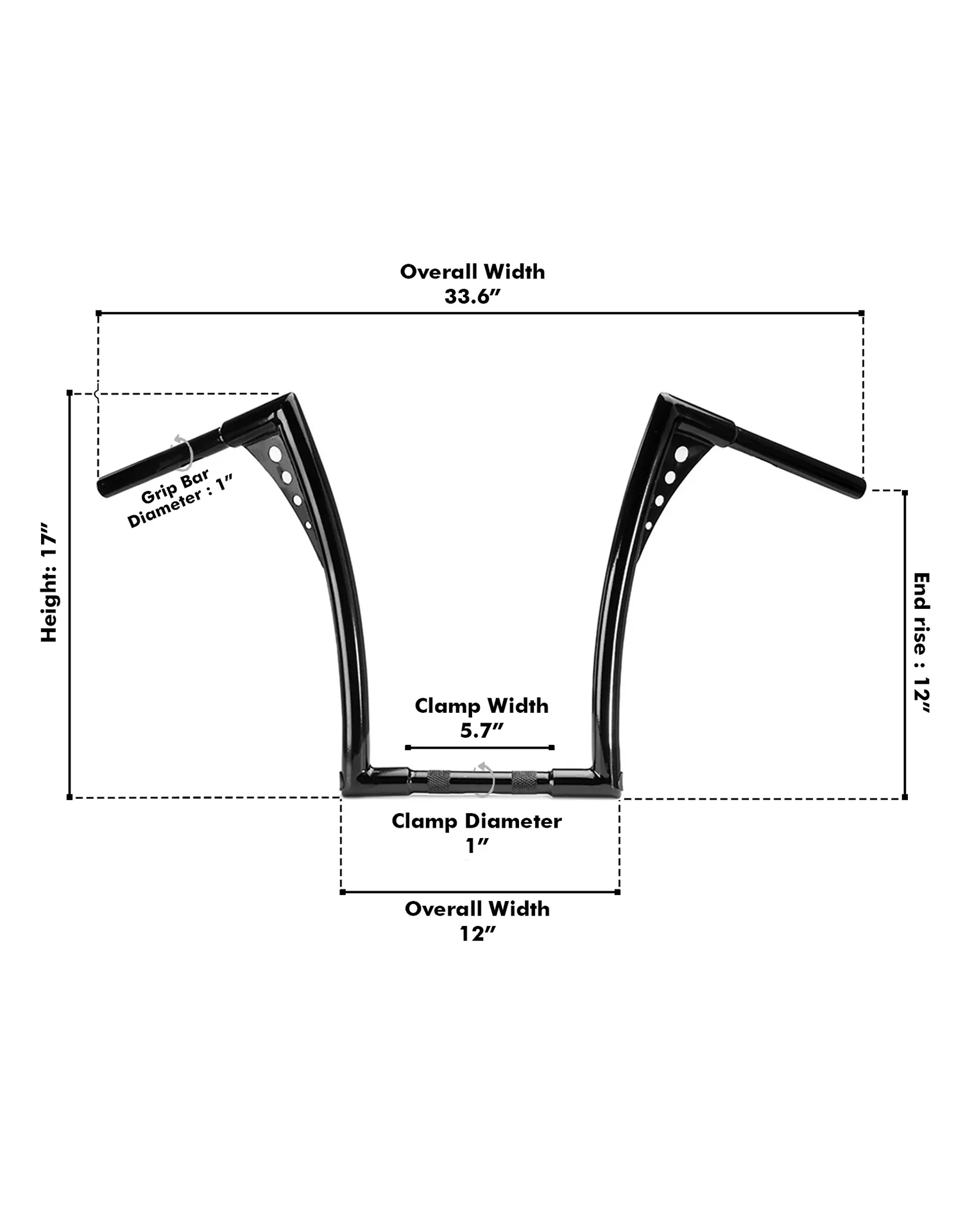 Viking Iron Born 12" Handlebar For Harley Softail Custom FXSTC Gloss Black - Image 3