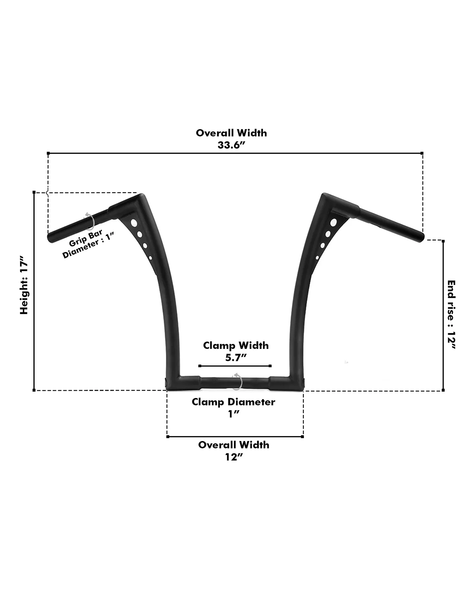 Viking Iron Born 12" Handlebar for Harley Sportster SuperLow 1200T Matte Black - Image 3