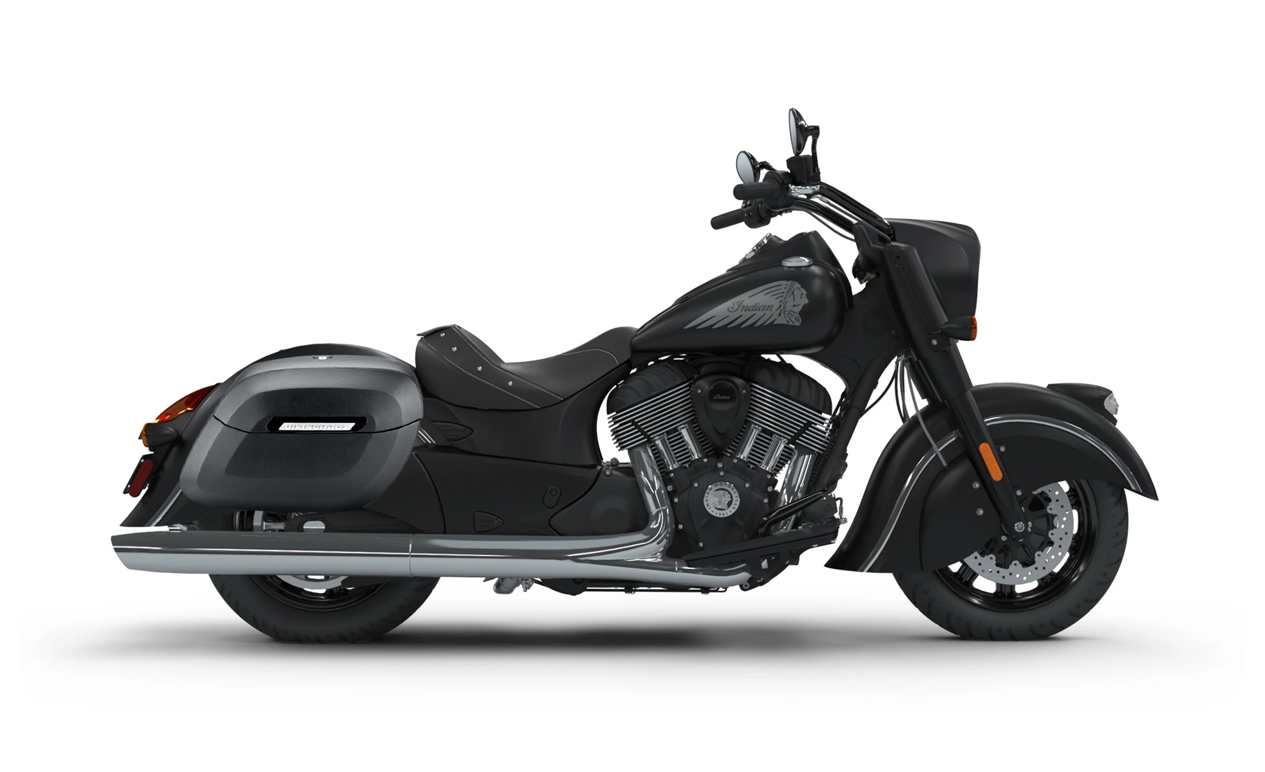 40L - Lamellar Raven Extra Large Indian Chief Darkhorse Matte Motorcycle Hard Saddlebags - Image 2