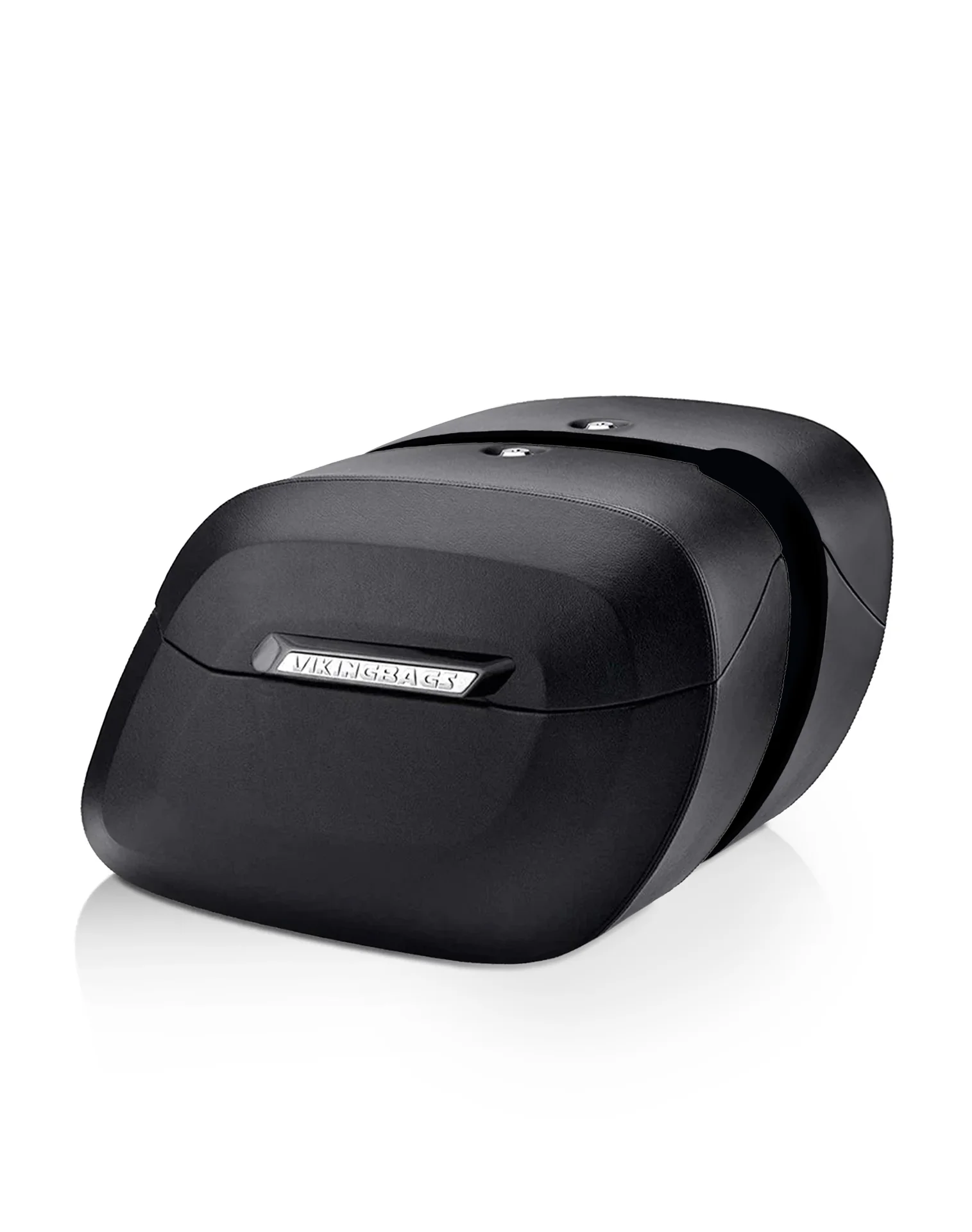 36L - Lamellar Raven Extra Large Shock Cut-out Leather Covered Motorcycle Hard Saddlebags for Harley Street 500