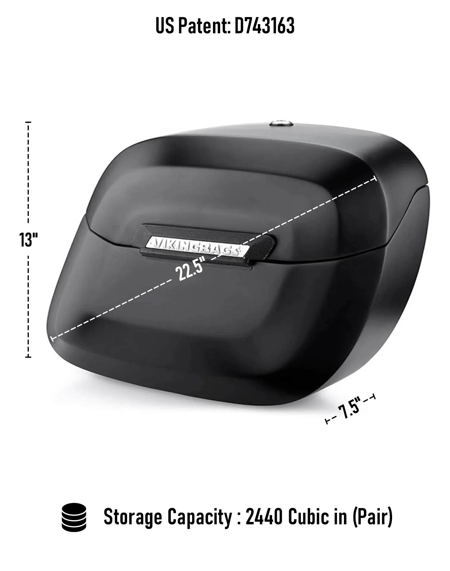 40L - Lamellar Raven Extra Large Yamaha V Star 650 Custom XVS65T Matte Motorcycle Hard Saddlebags - Image 3