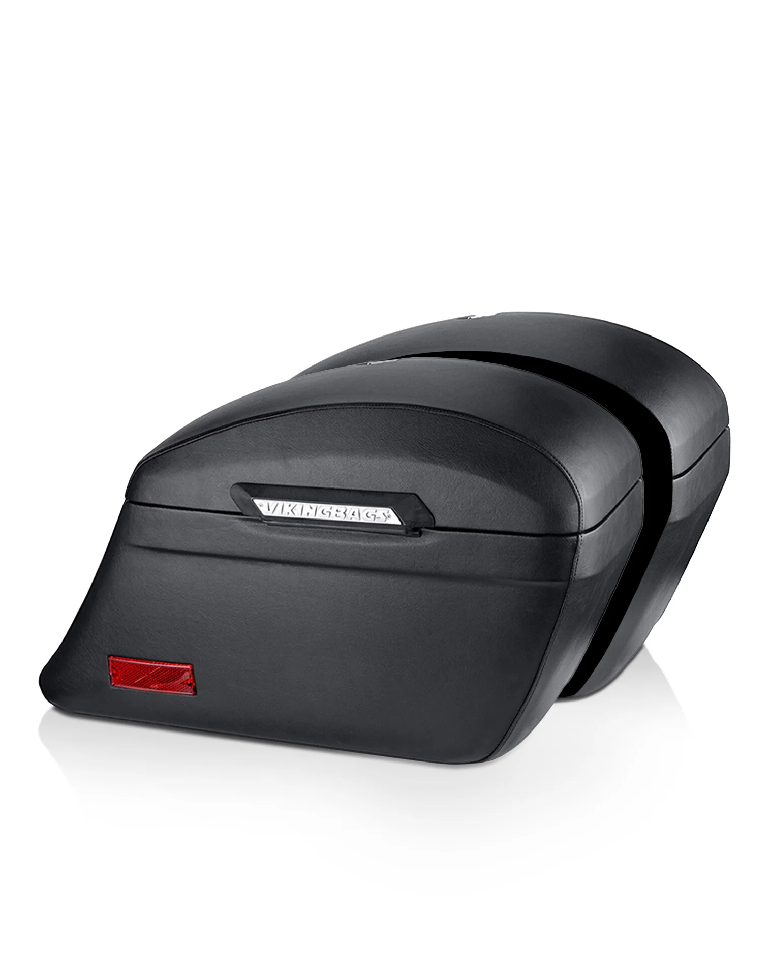 44L - Lamellar Stallion Extra Large Leather Covered Motorcycle Hard Saddlebags for Harley Softail Standard FXST
