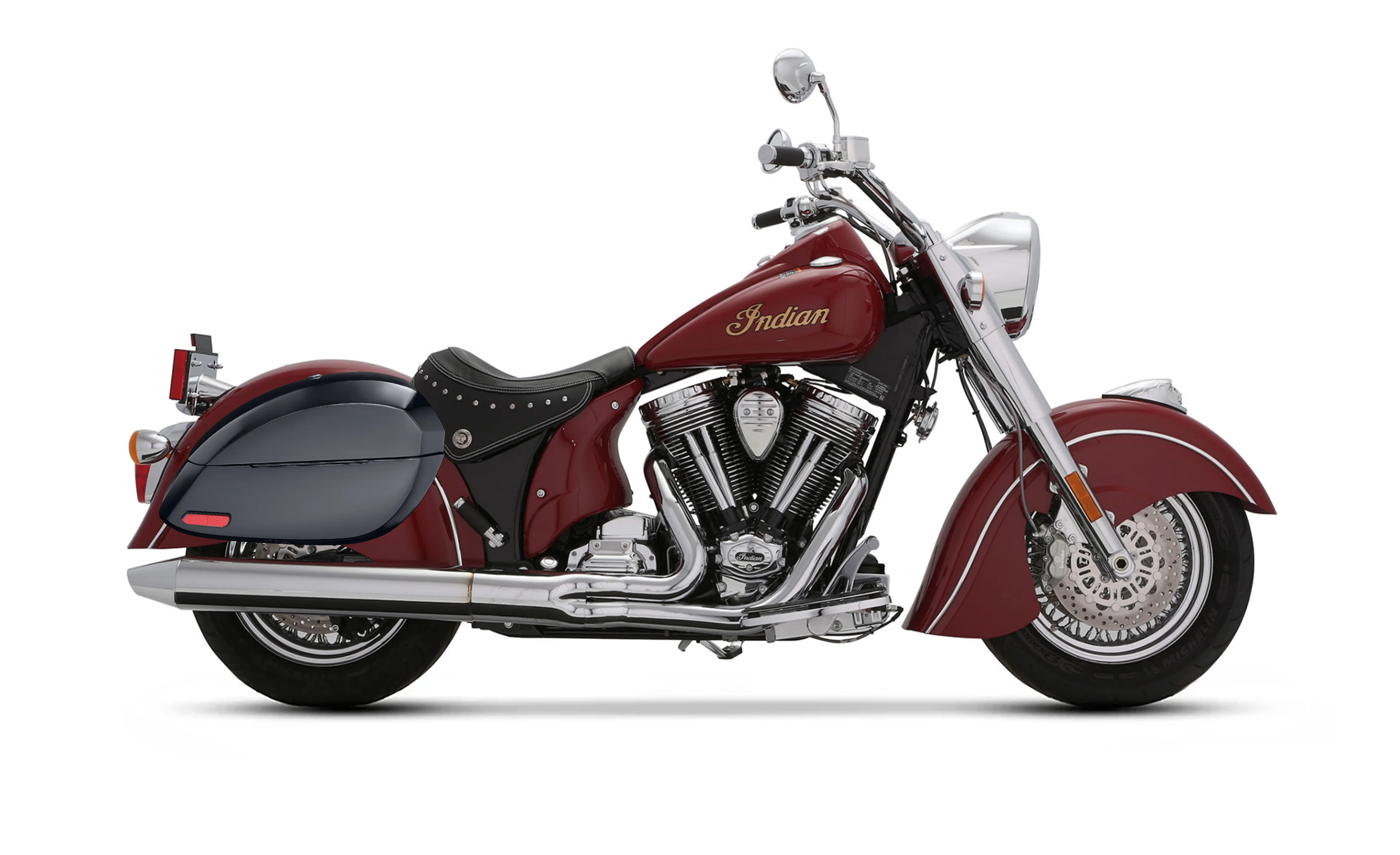 28L - Phantom Large Indian Chief Deluxe Painted Motorcycle Hard Saddlebags - Image 2