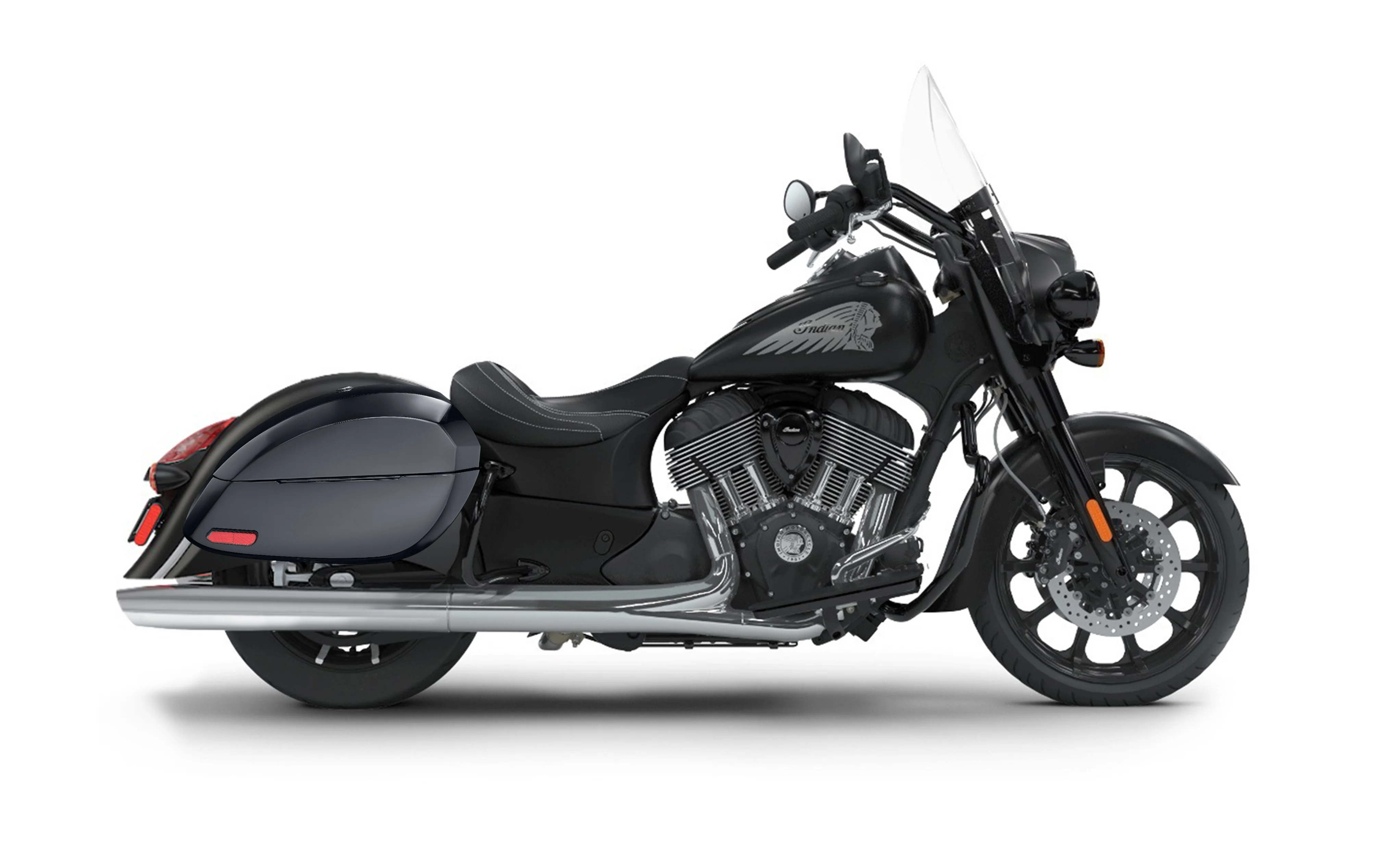 28L - Phantom Large Indian Springfield Darkhorse Painted Motorcycle Hard Saddlebags - Image 2