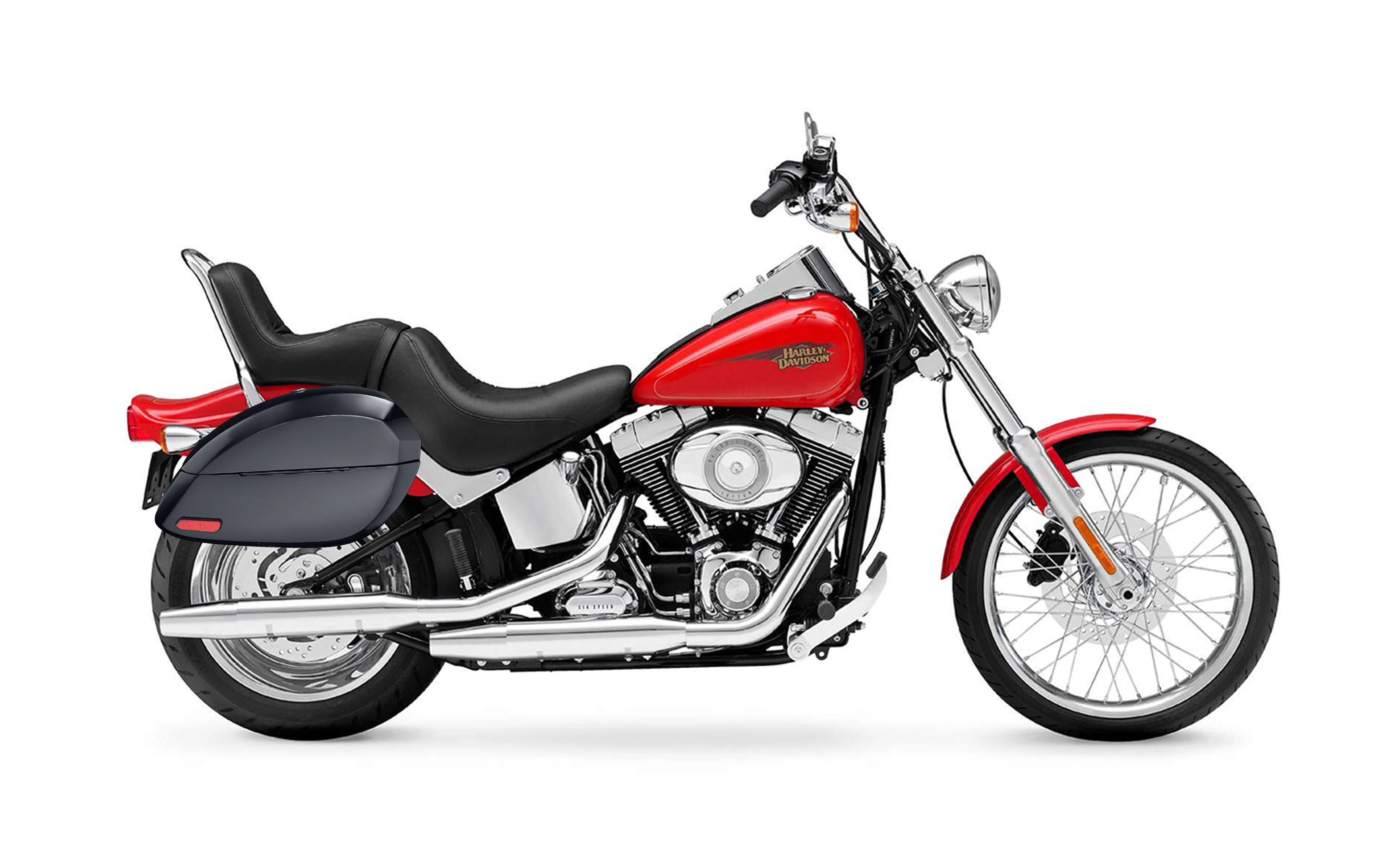 28L - Phantom Large Painted Motorcycle Hard Saddlebags For Harley Softail Custom FXSTC - Image 2
